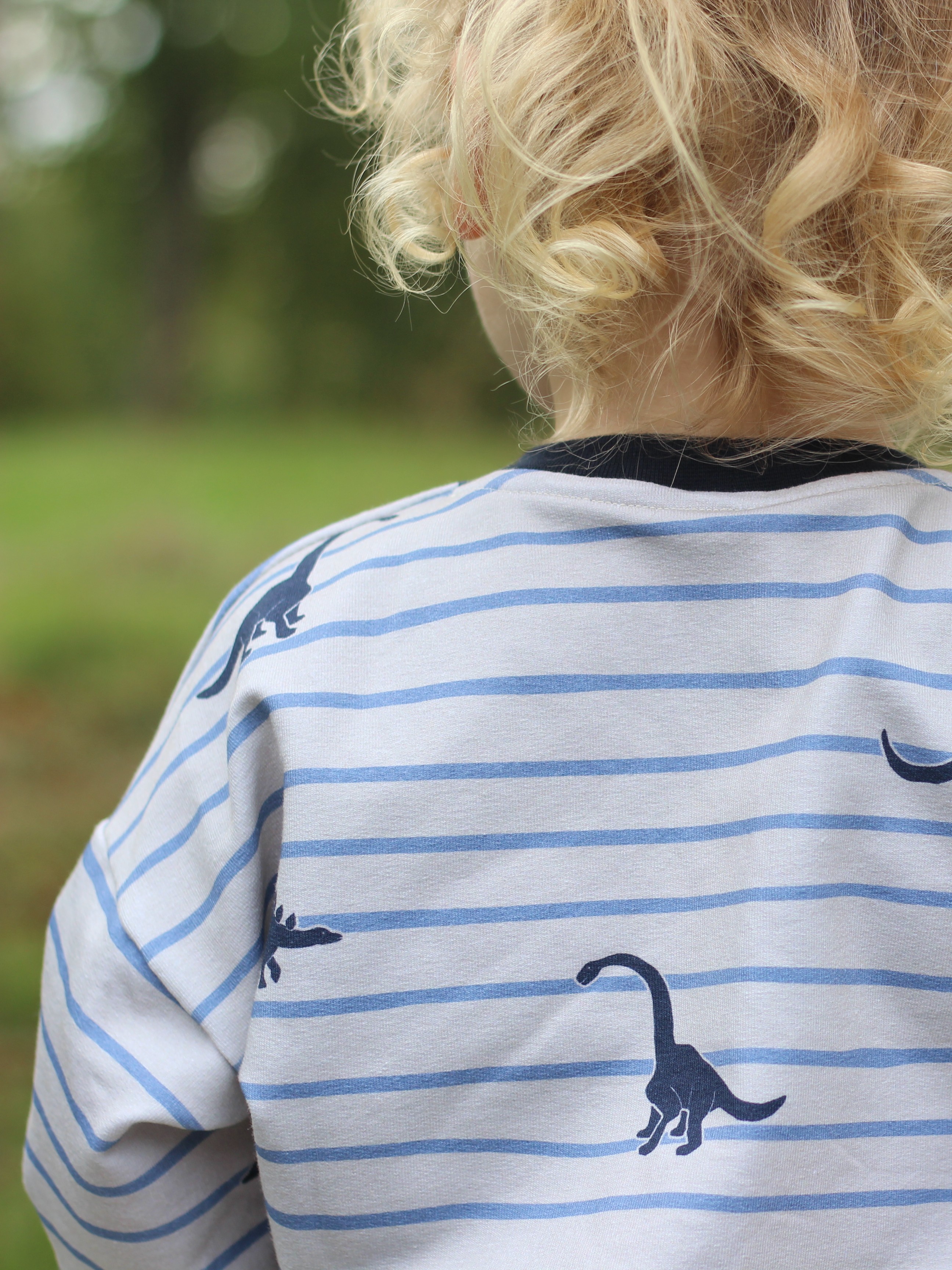 Bio Stoff  - Dino Stripes blau