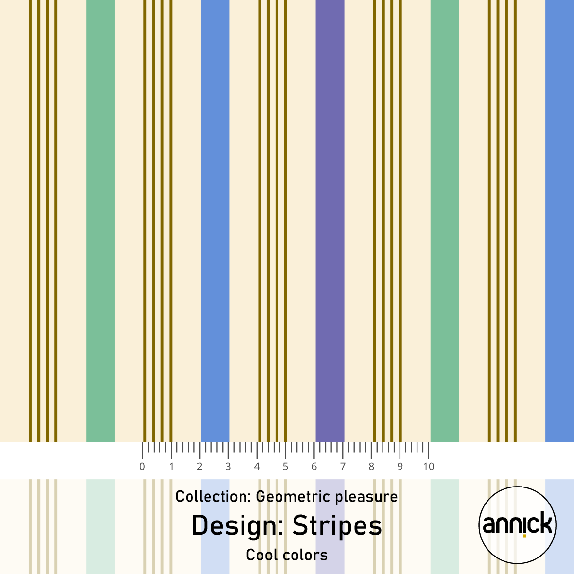 Bio Stoff  -  Stripes cool colors  - Annick, Streifen, bunt