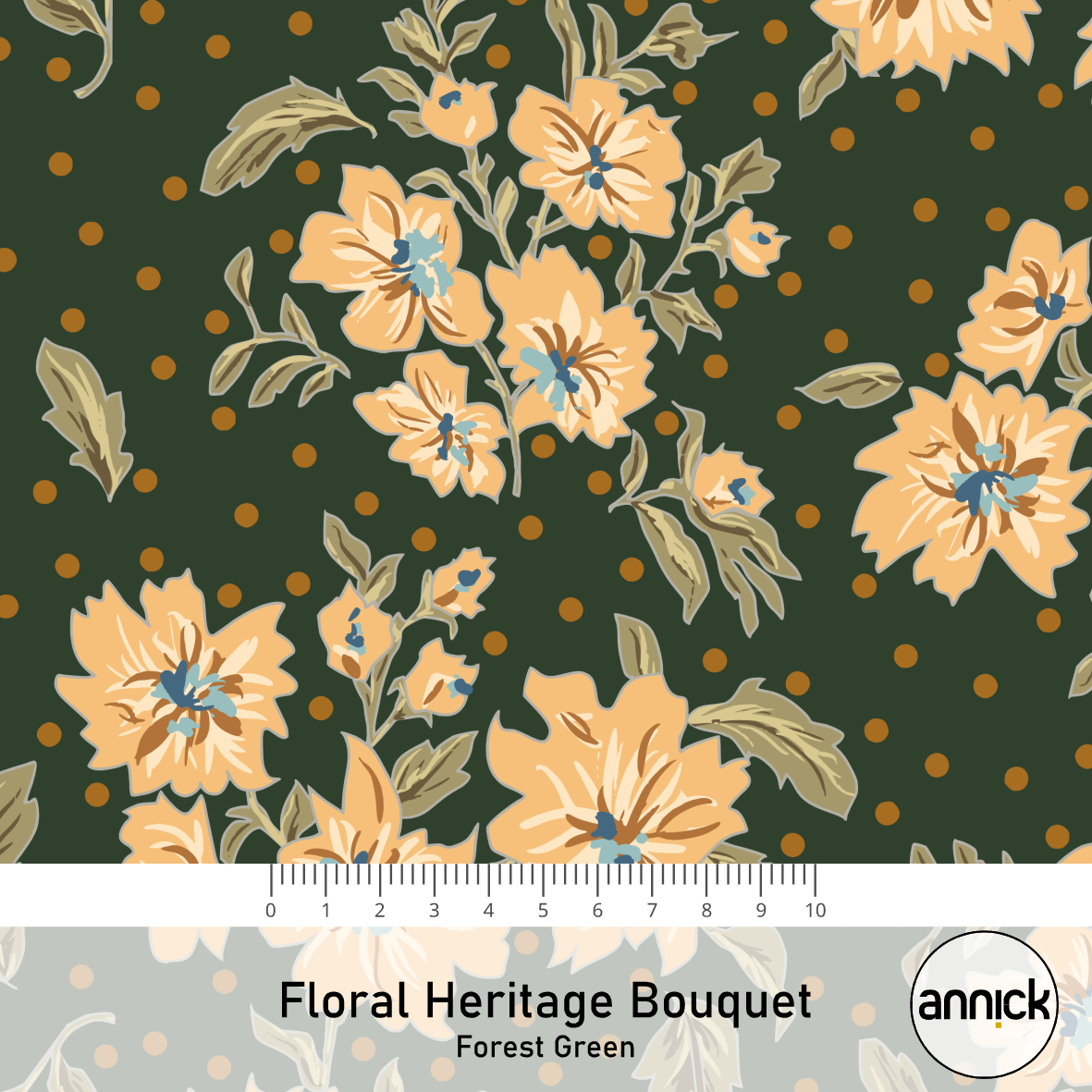 Bio Stoff - Floral Heritage Bouquet Forest Green von Annick in grün Bio Stoff - Floral Heritage Bouquet Forest Green von Annick in grün