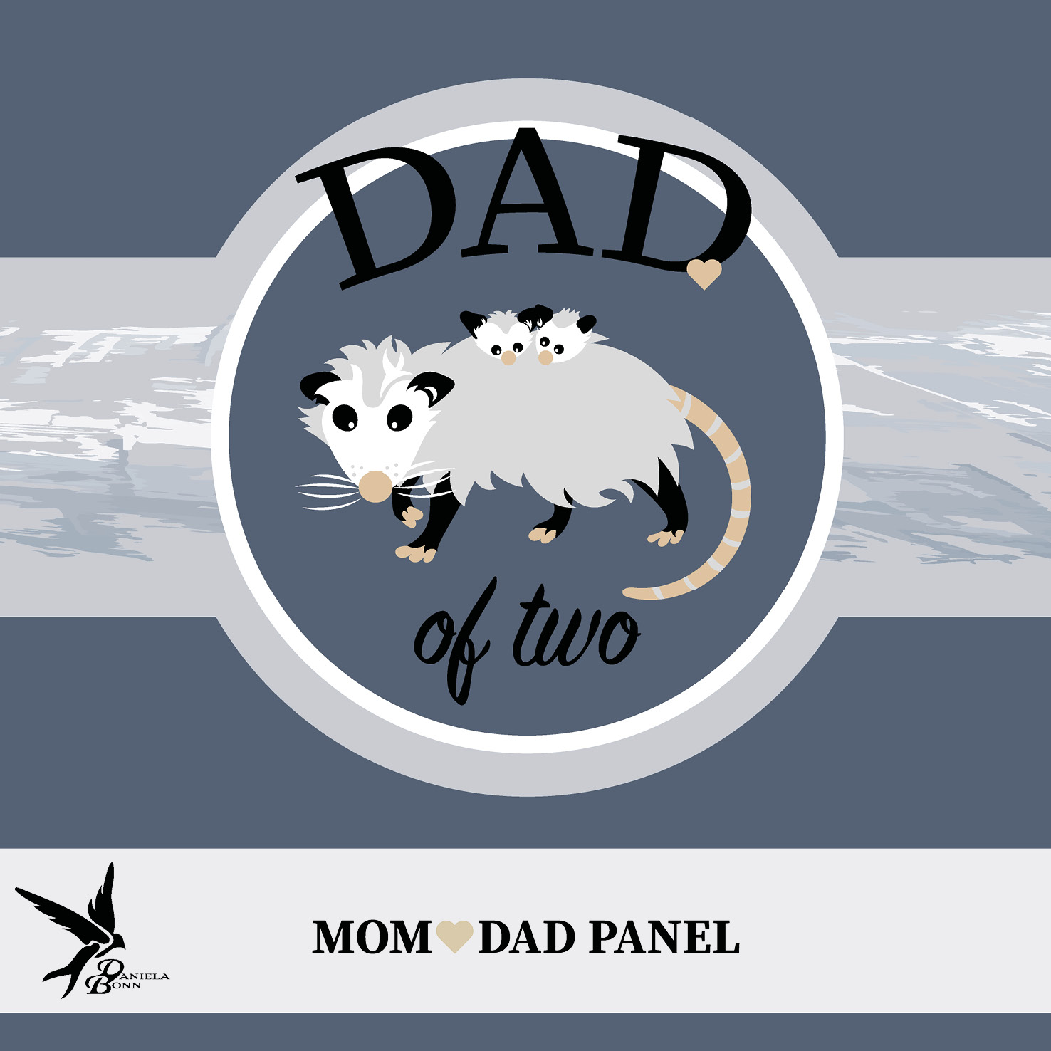 1,00 m Panel Dad of Two Opossum Blau