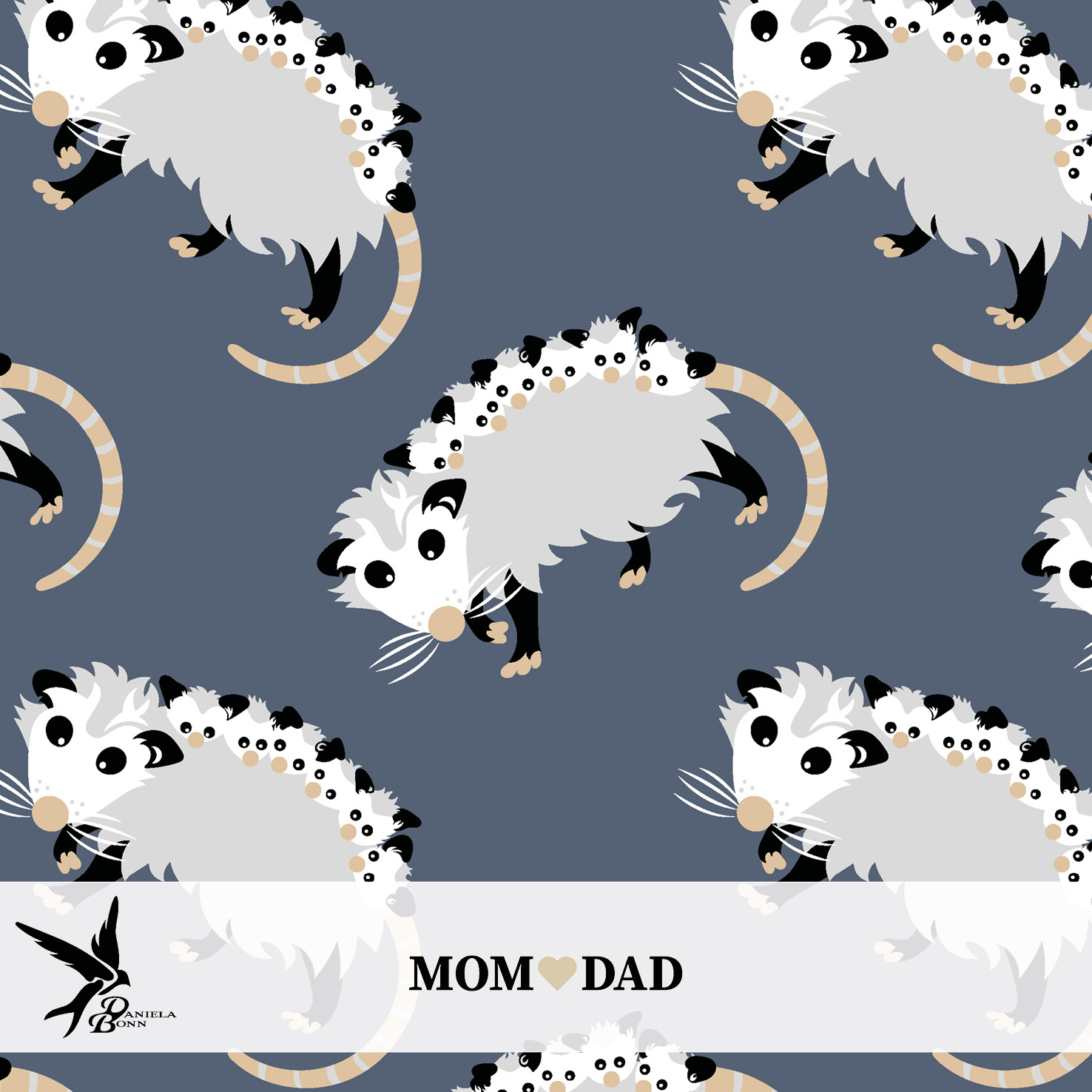 Mom and Dad Opossum Blau