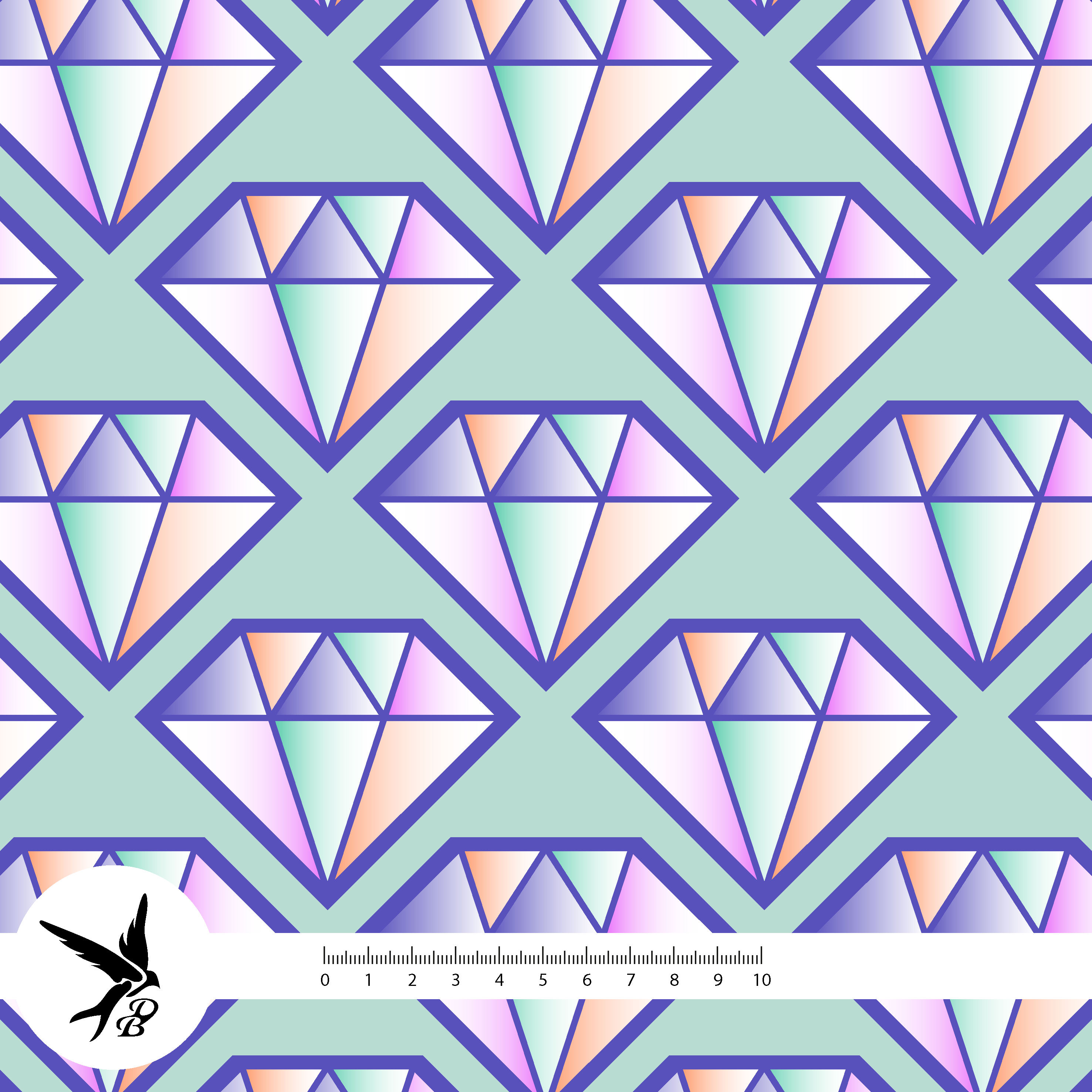 Bio Stoff  - Prism Glow Diamant Grün - DanielaBonn, bunt, Geometrische Muster