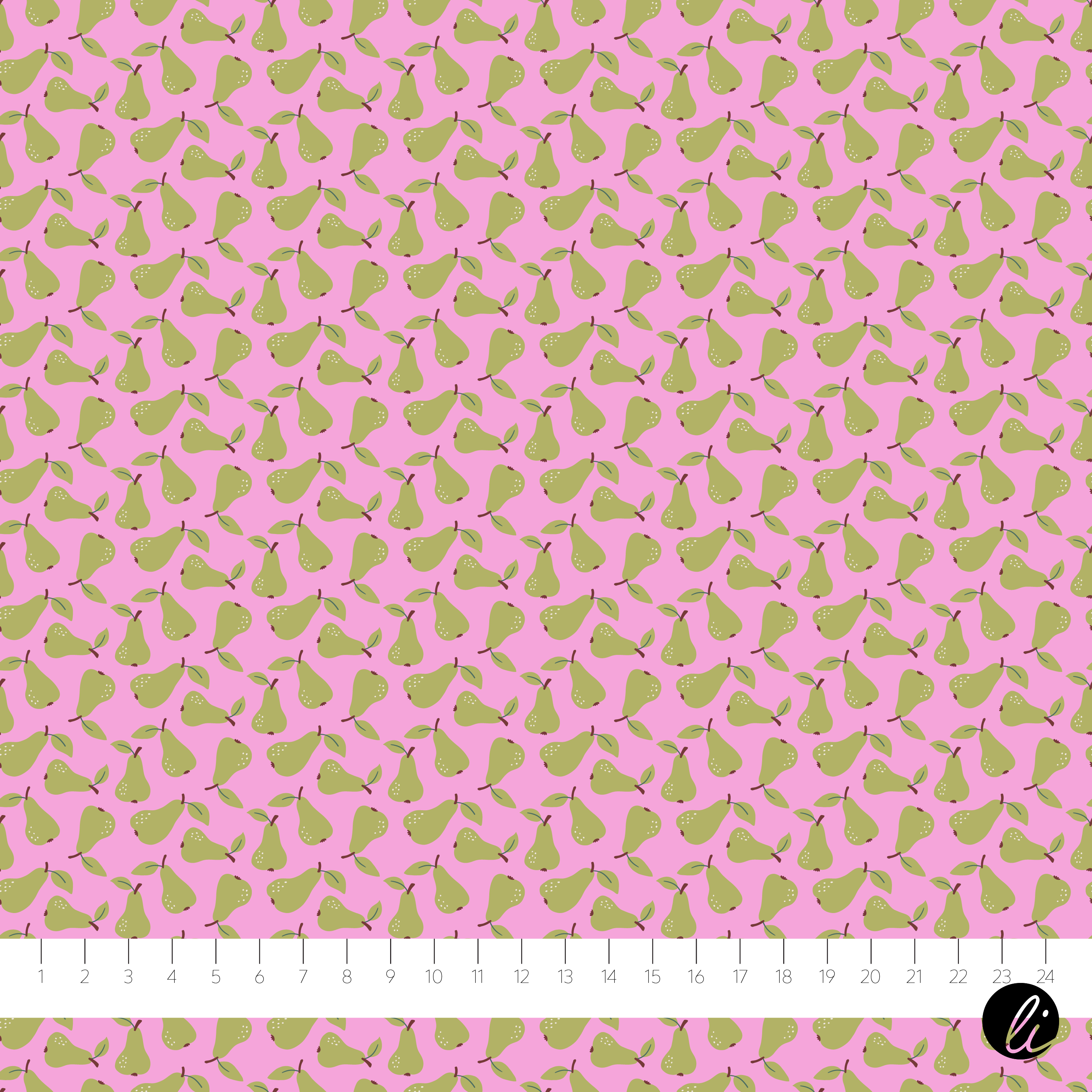 Organic Fabric - Mini Pear Pattern Lilac by Andrea Liesert in pink