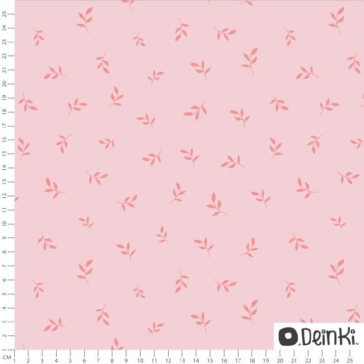Bio Fabric - Glowworm Leaves Pink by Deinki in pink