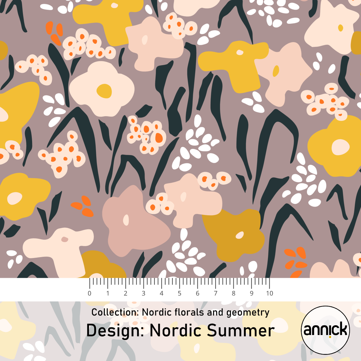 Bio Webware Stoff - Nordic Summer - Annick, Floral & Blumen, lila, 100% Bio-Baumwolle Bio Webware Stoff - Nordic Summer - Annick, Floral & Blumen, lila, 100% Bio-Baumwolle