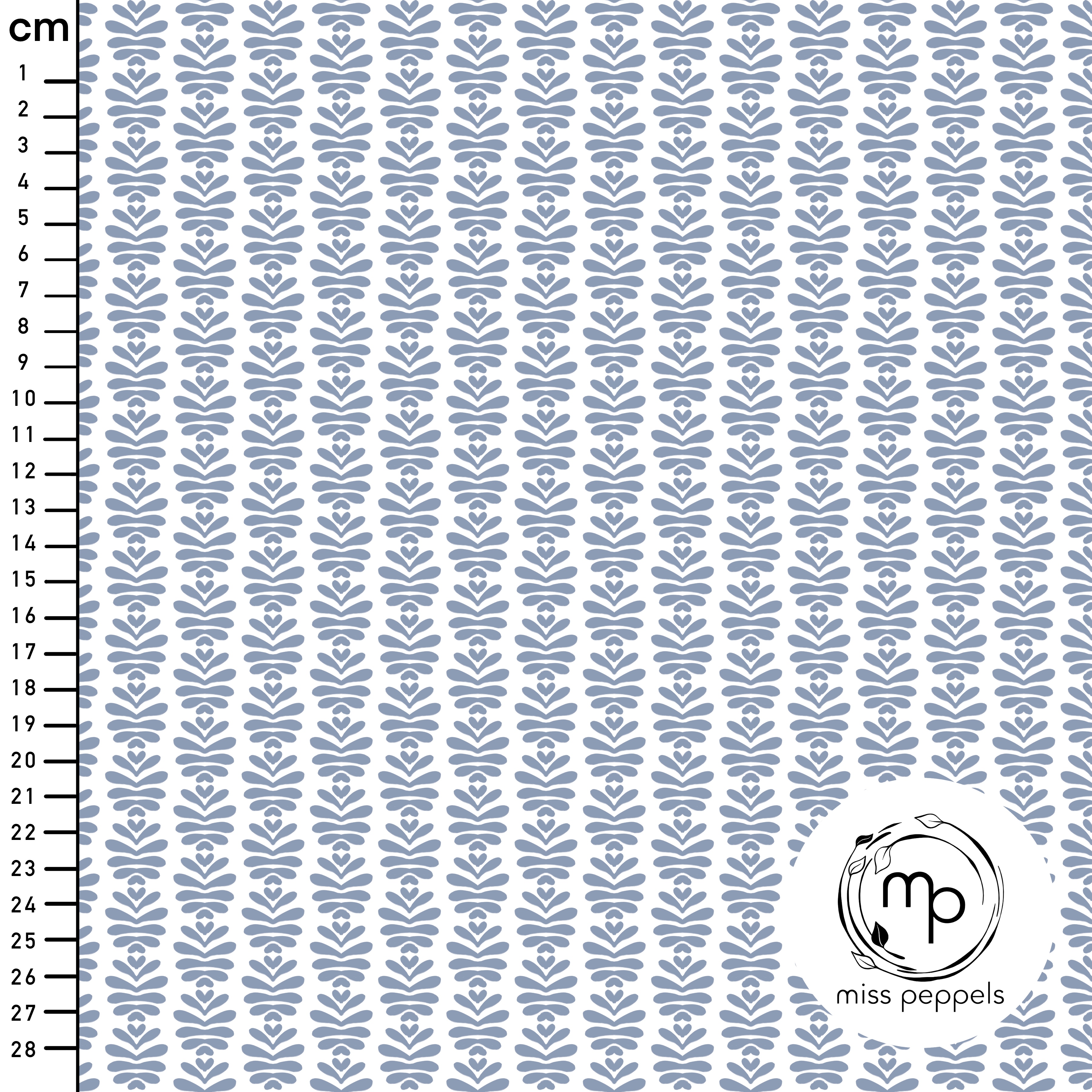 Bio Stoff - Folk Blossoms Taubenblau Small von misspeppels in blau