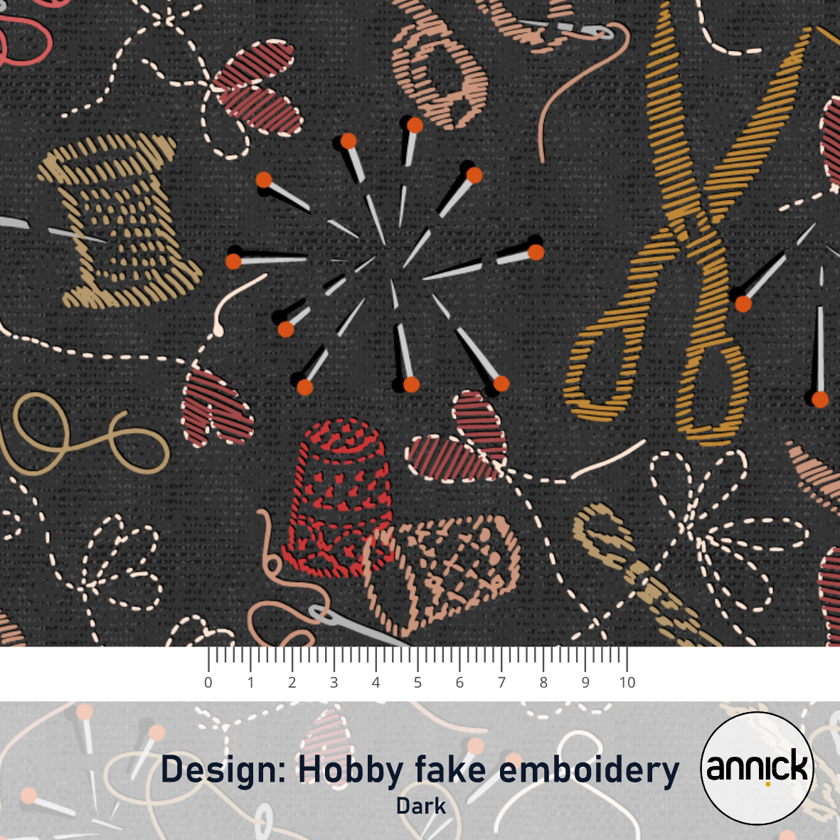 Bio Stoff  - Hobby Fake Embroidery Dark - Annick, Gegenstände, schwarz