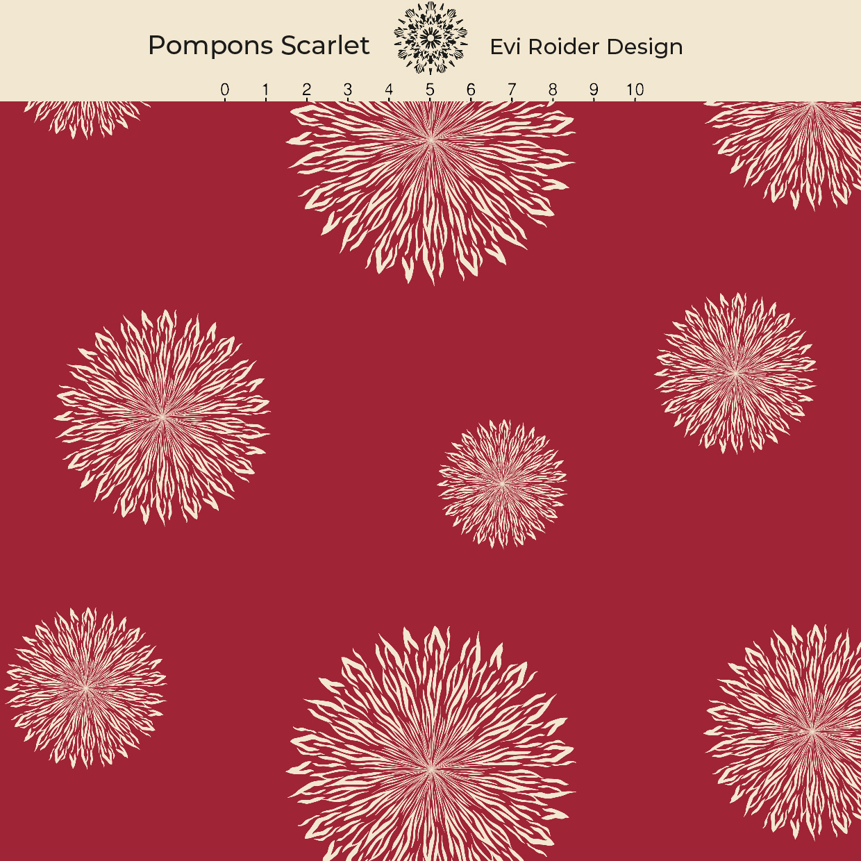 Bio Webware Stoff - Pompom Scarlet - EviRoider, Floral & Blumen, rot, 100% Baumwolle, Breite 150 cm