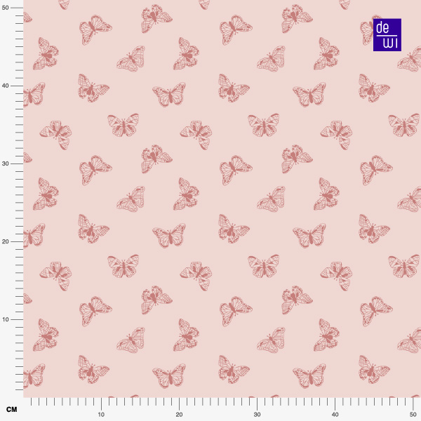 Bio Stoff  -  Butterfly Garden Sommerfalter rosa