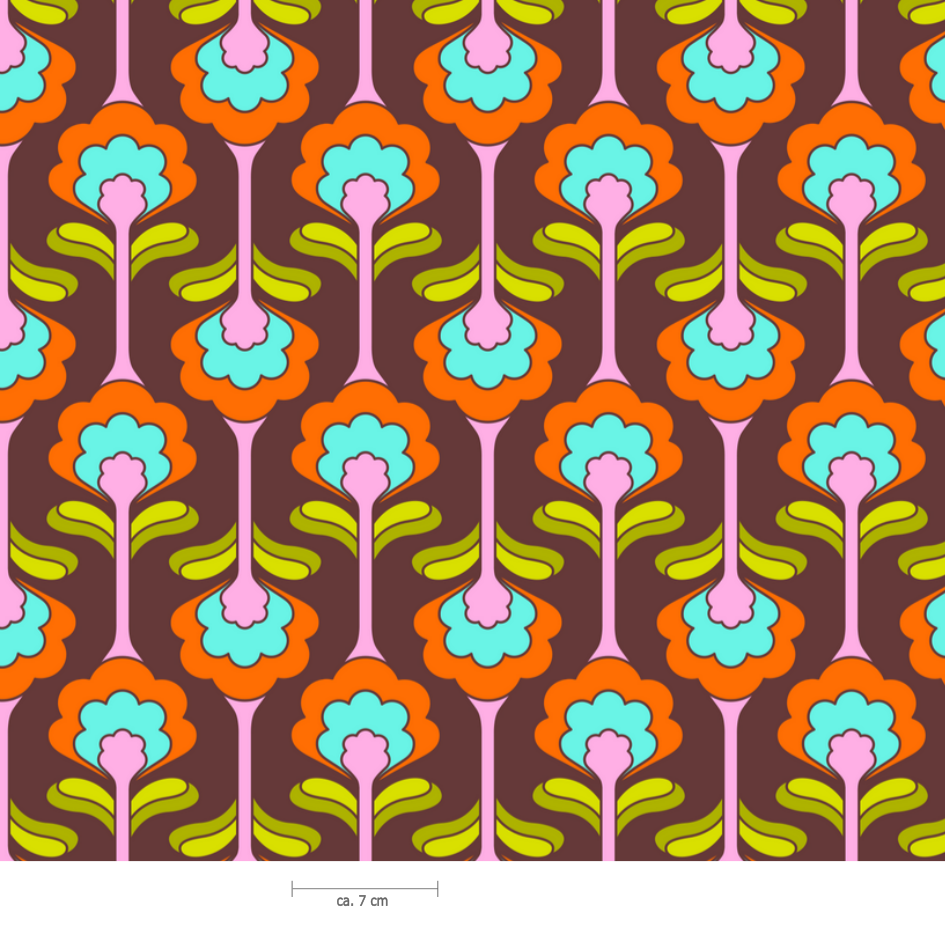 Bio Stoff  -  Bloomen  - Fummelhummel, Floral & Blumen, braun