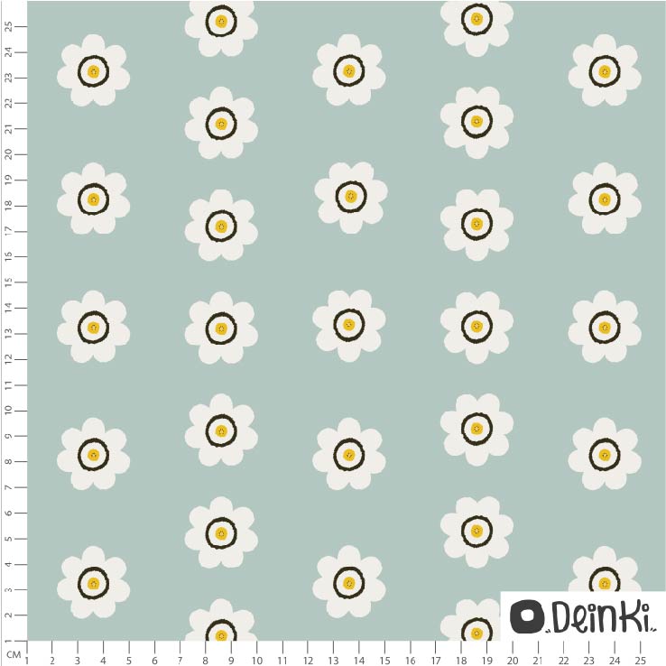 Bio Summersweat Stoff - Alpenaurike Blaugrün - Deinki, Floral & Blumen, blau, Breite 150 cm Bio Summersweat Stoff - Alpenaurike Blaugrün - Deinki, Floral & Blumen, blau, Breite 150 cm
