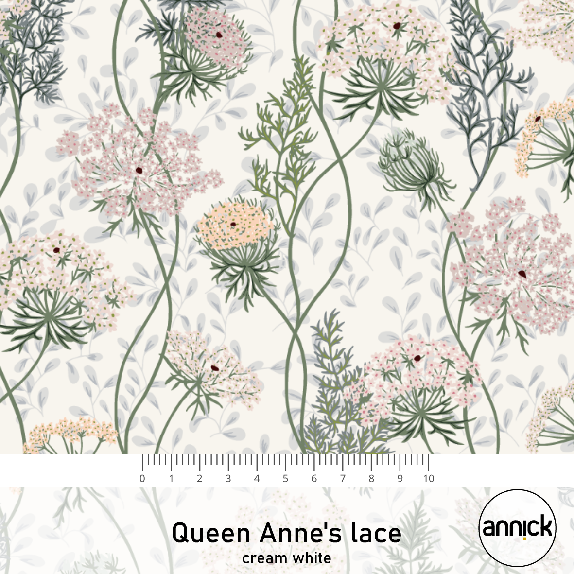 Bio Stoff  - Queen Anne's Lace Cream White - Annick, weiß, Blumen