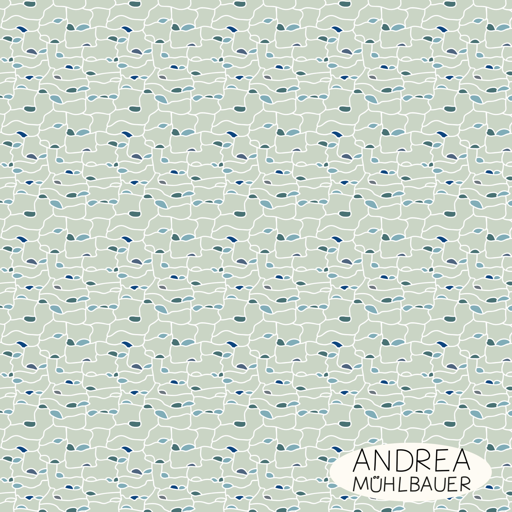 Organic Fabric - Wave Sand by Andrea Muehlbauer in mint