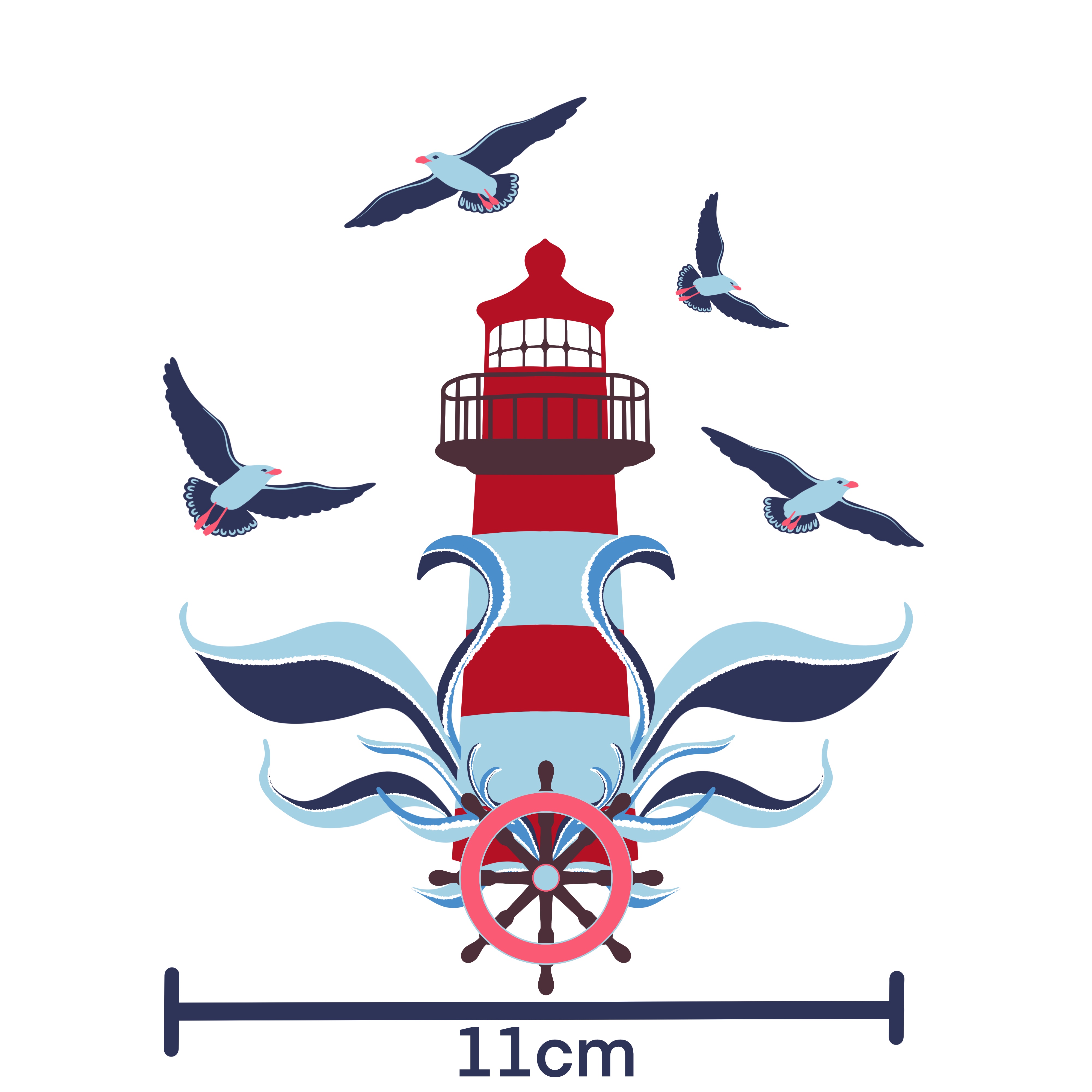 Bio Stoff  - 1,0 m Panel Leuchtturm weiß - misspeppels, weiß, Maritim