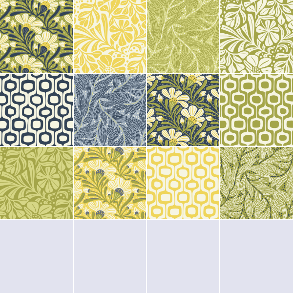 Bio Stoff - Morgenlicht Blumenranke dunkelblau