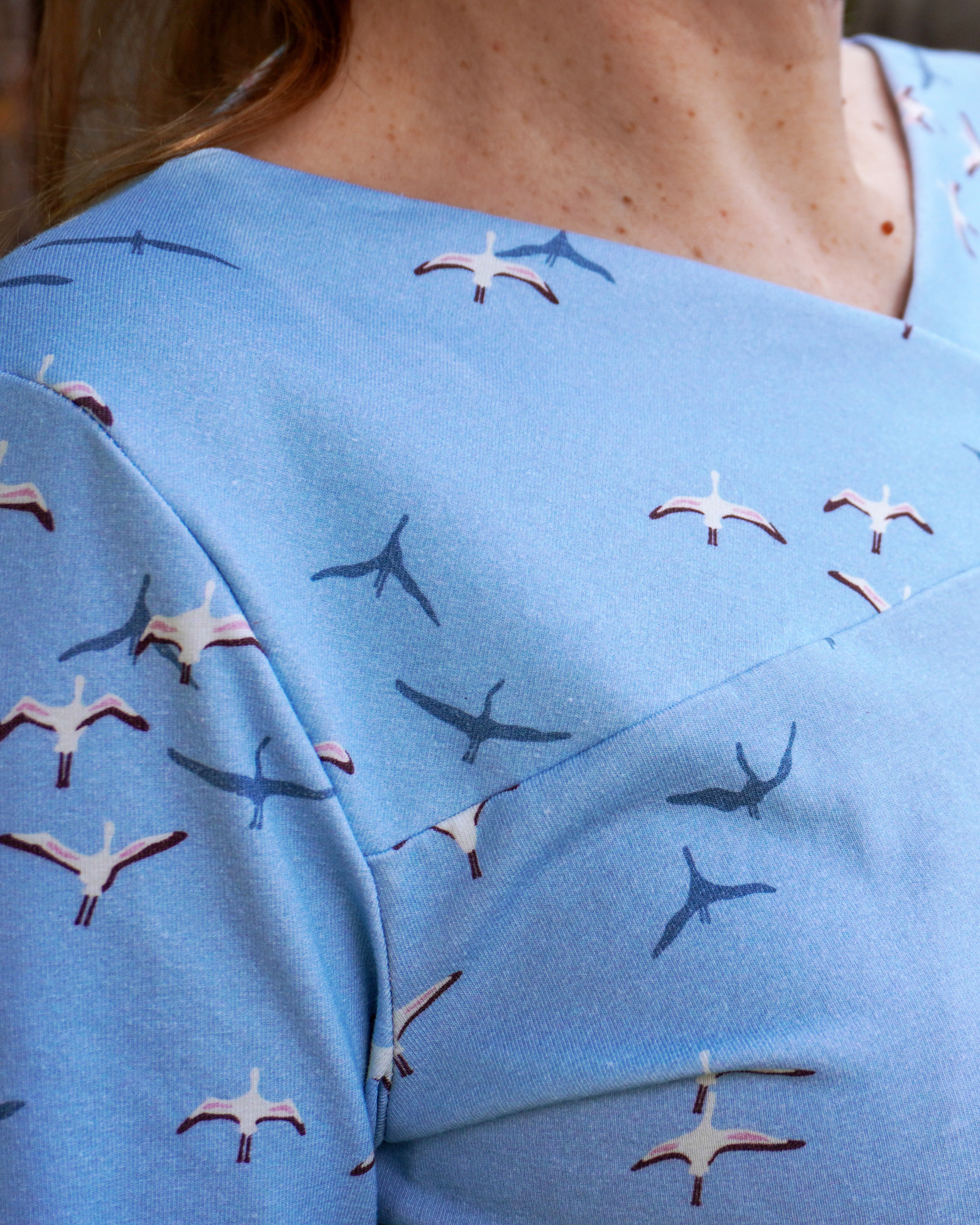 Organic fabric - Safari Luxe Flamigos sky blue