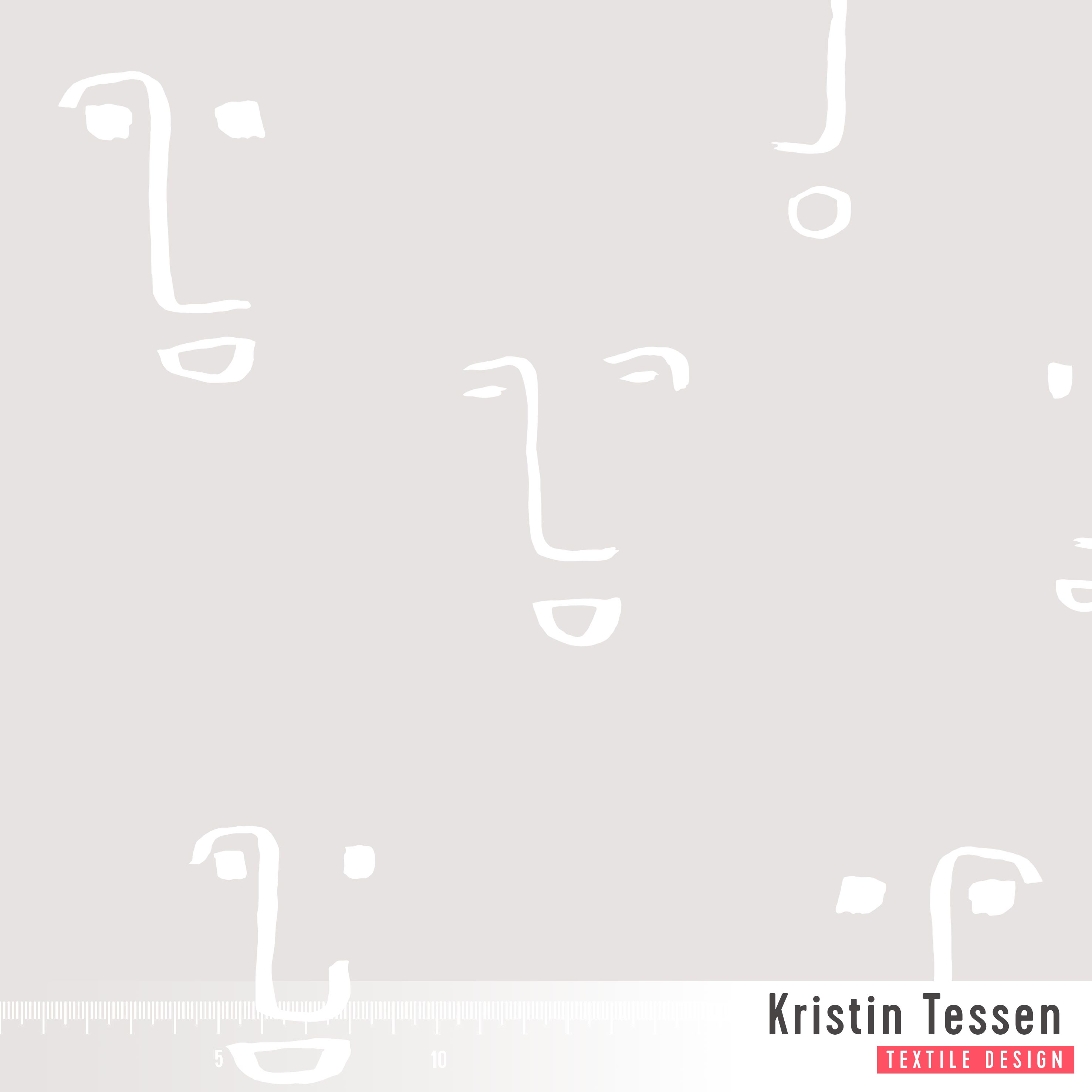 Bio Fabric - Faces Moonbeam by Kristin Tessen in cream