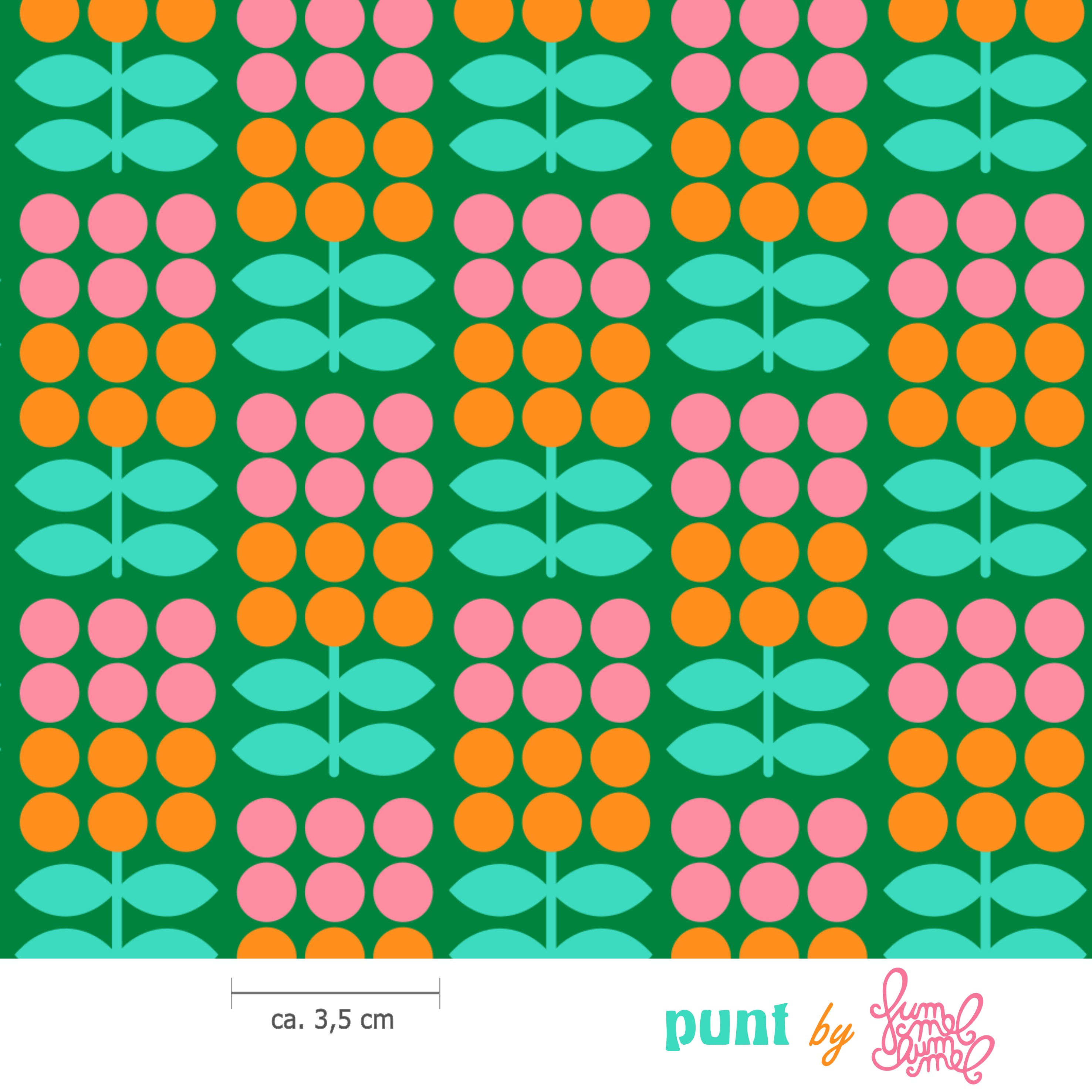 Bio Stoff  - Punt Gras - Fummelhummel, bunt, Floral & Blumen