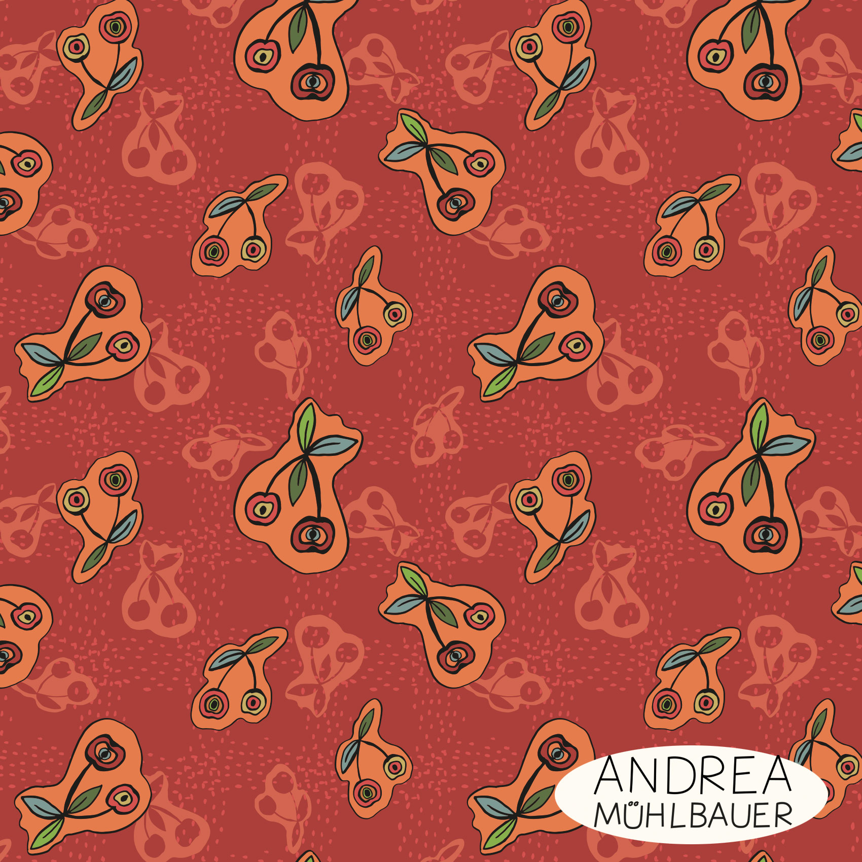 Bio Fabric - Cherry Harvest Red by Andrea Muehlbauer in red