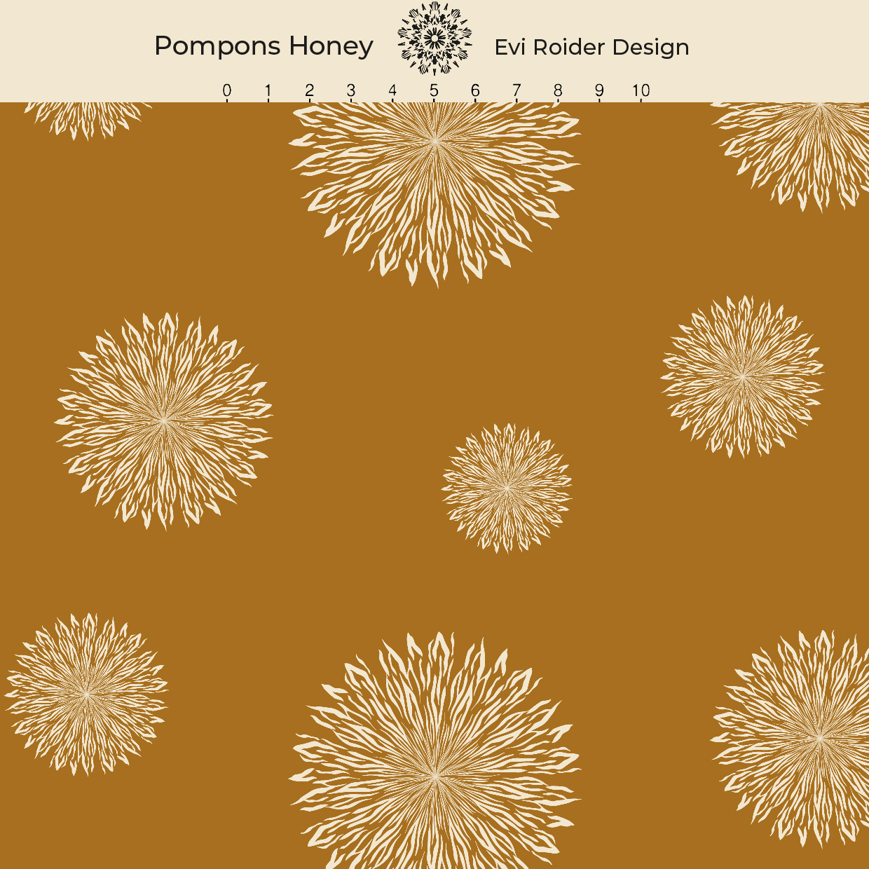 Bio Stoff - Pompom Honey - EviRoider, Floral & Blumen, braun