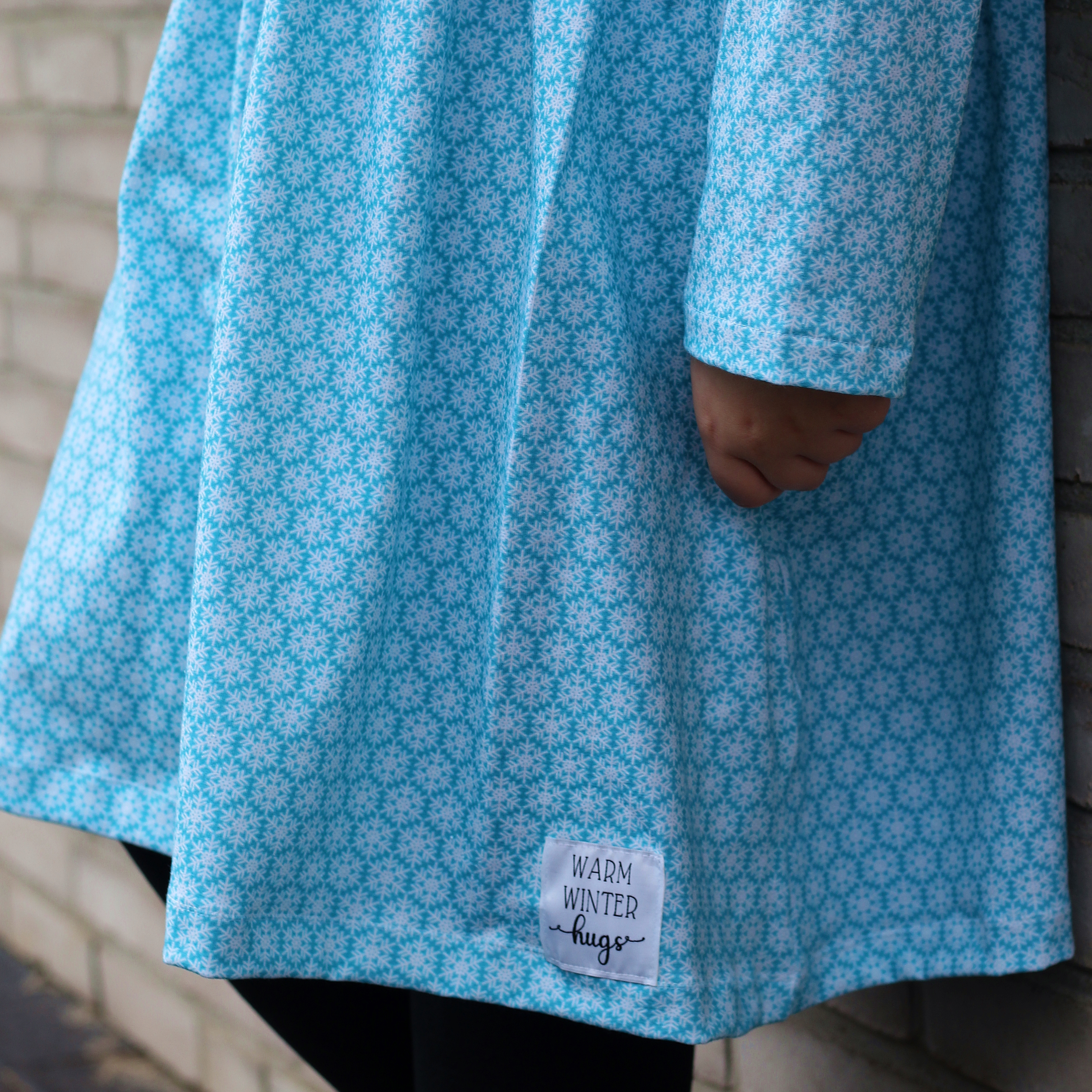 Organic fabric - Snow crystals smoke blue