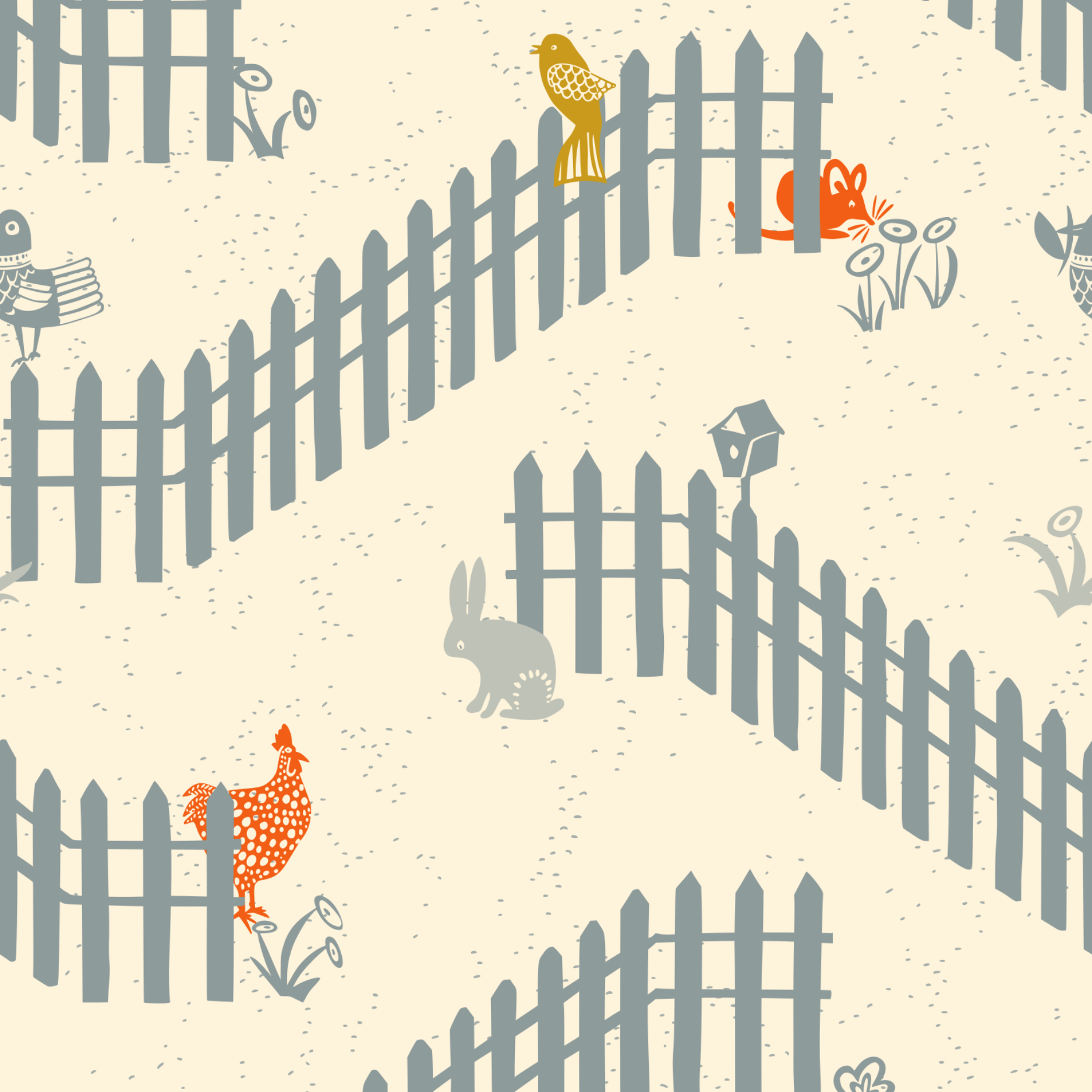Bio Stoff  - Garden Tales Fence Dusty blau