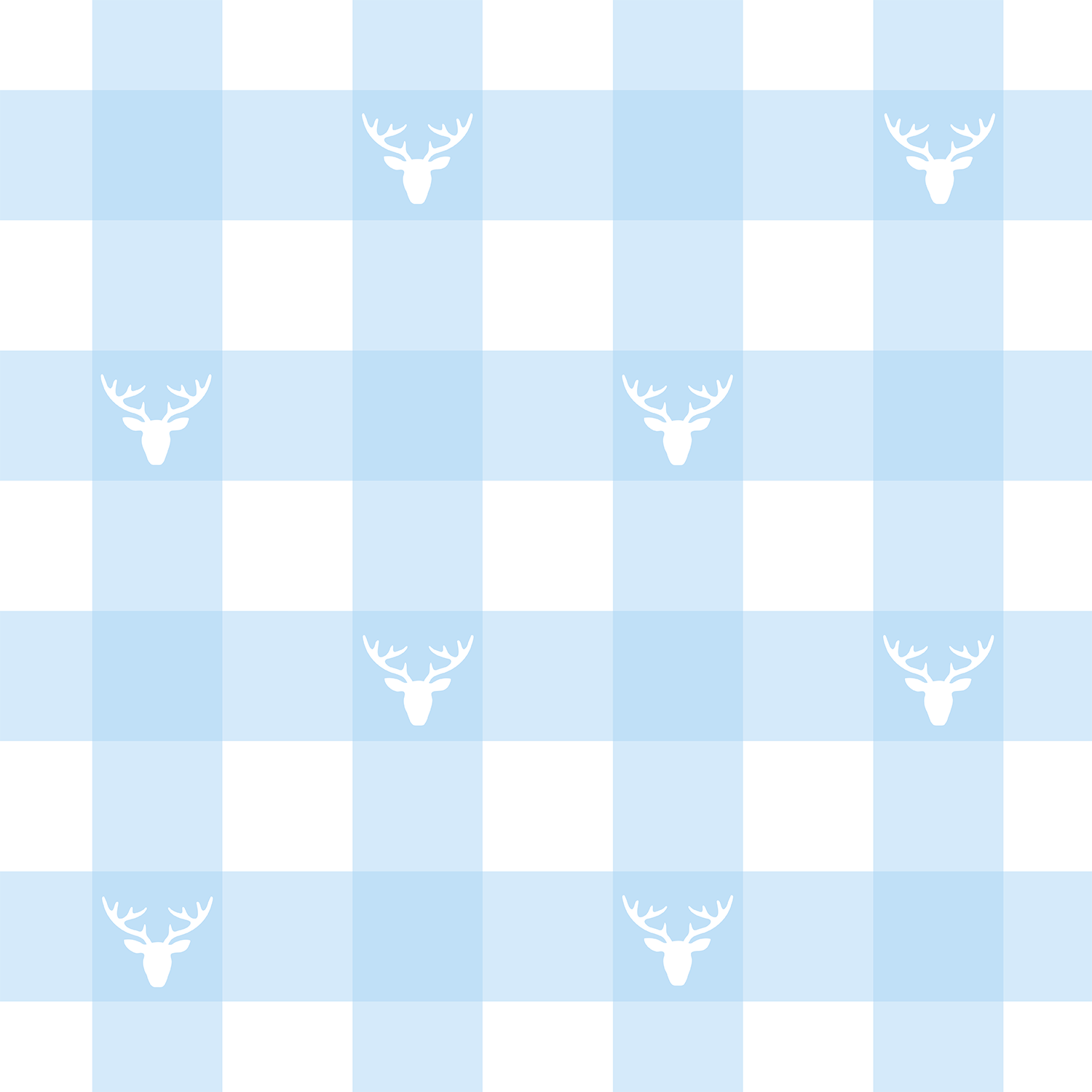Organic fabric  - Kleinkarierter Hirsch blue