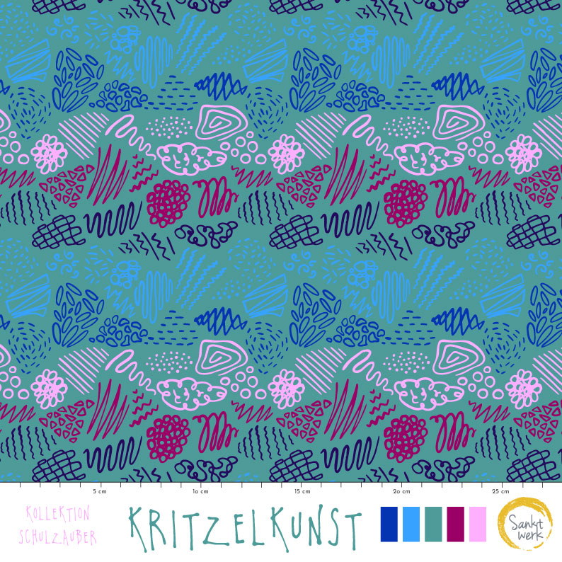 Bio Stoff - Kritzelkunst von Sanktwerk in petrol