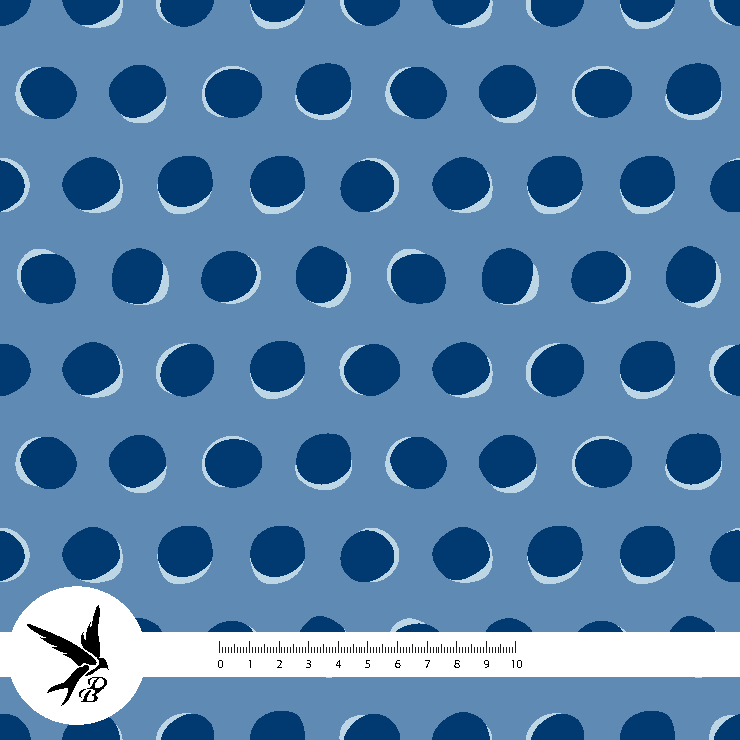 Organic Fabric - Leo Patch Dots Blue by Daniela Bonn in blue
