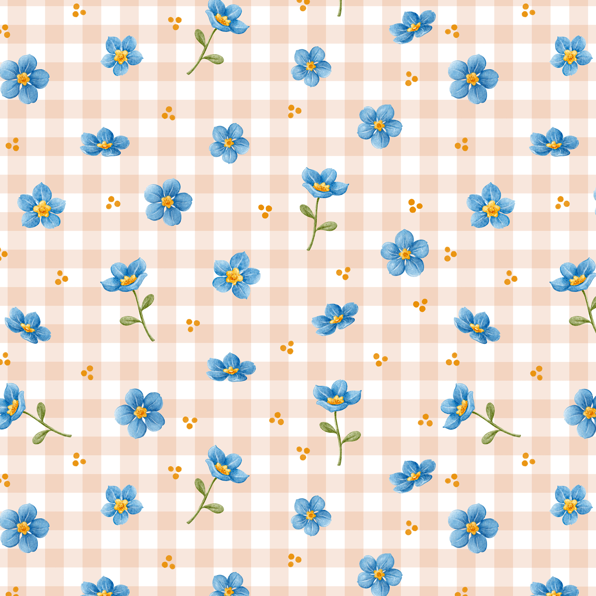 Bio Stoff - Vergissmeinnicht Vichy Karos pfirsich