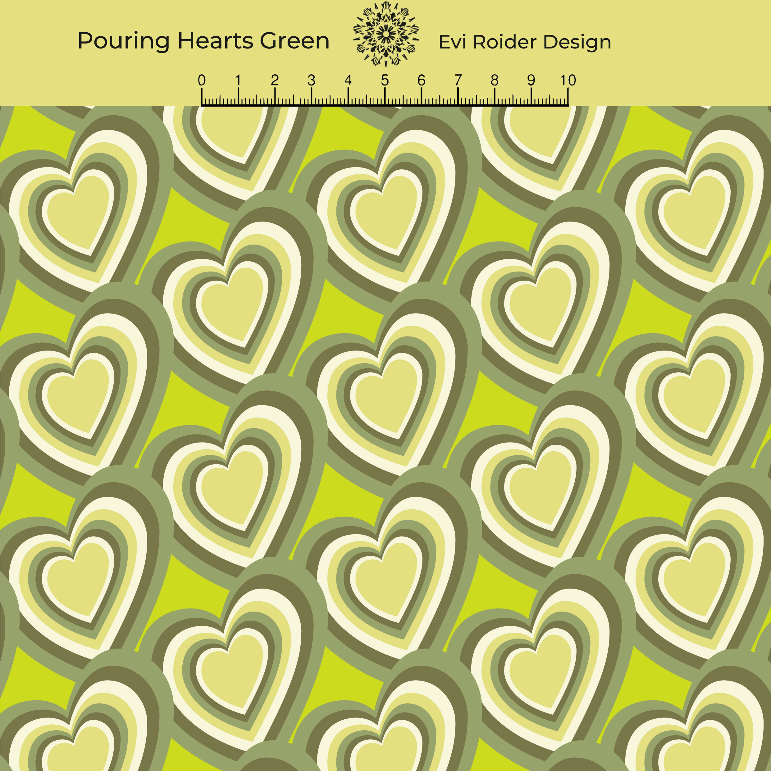 Bio Jersey Stoff  -  Pouring Hearts Green  - EviRoiderDesign, grün, Herzen, Breite 150 cm