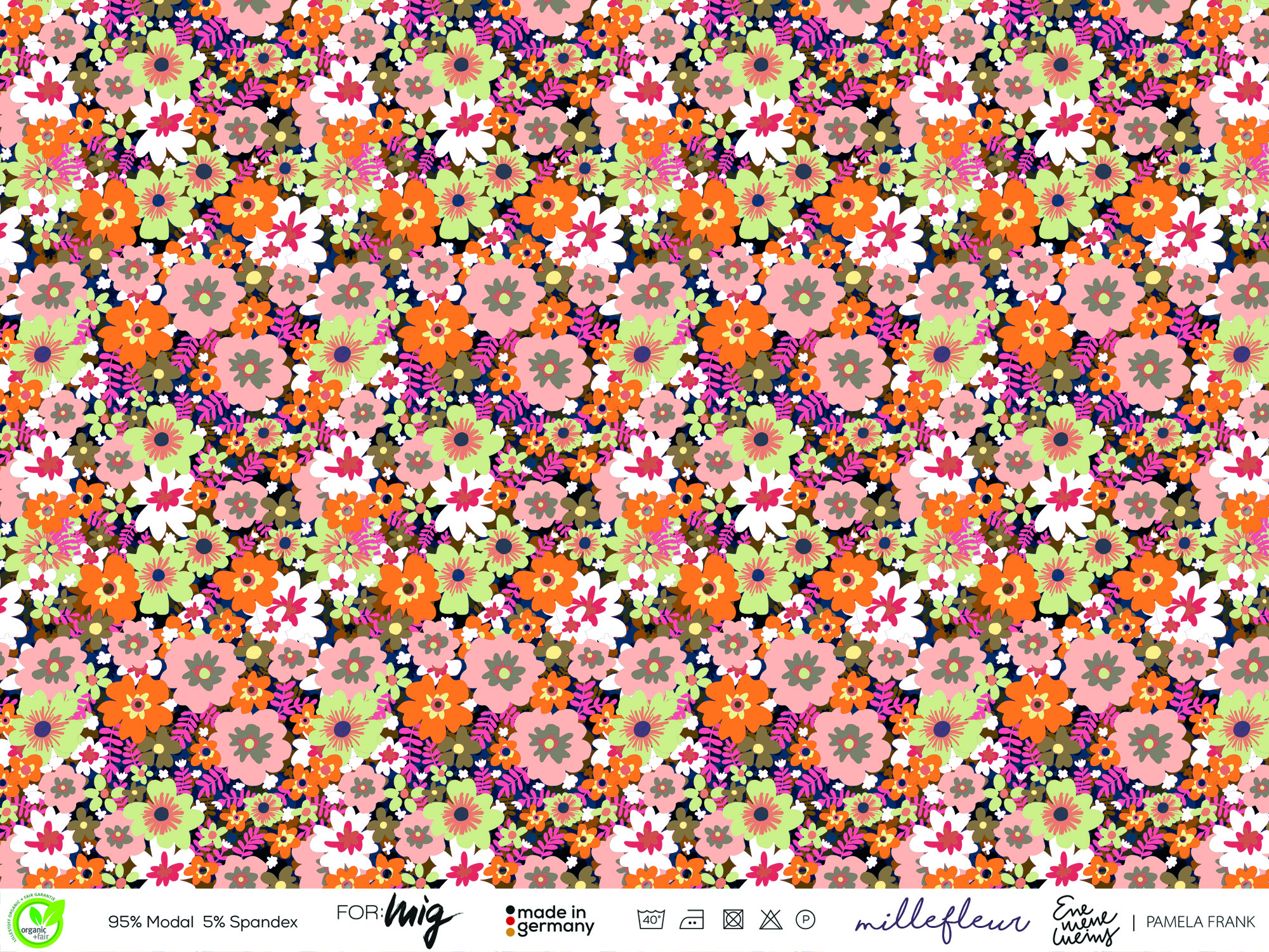 Bio Jersey Stoff - Millefleur - Enemenemeins, Floral & Blumen, orange, Breite 150 cm Bio Jersey Stoff - Millefleur - Enemenemeins, Floral & Blumen, orange, Breite 150 cm