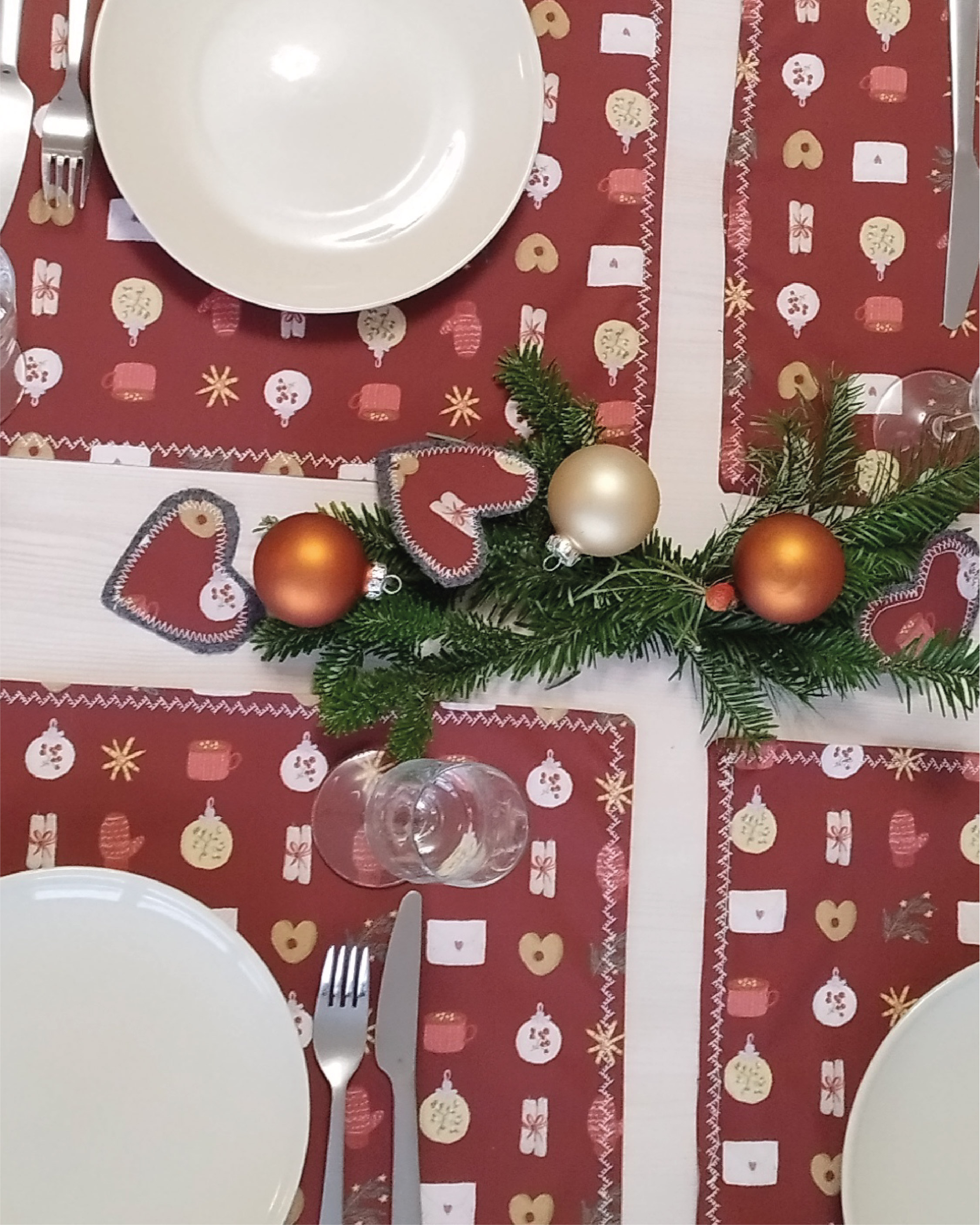 Organic Fabric - Christmas Joy white, large