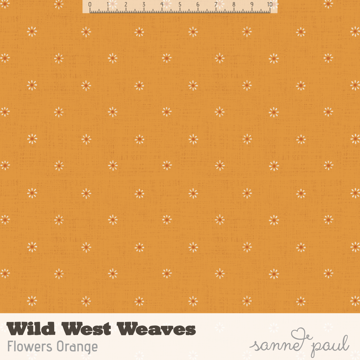 Organic Fabric - Wild West Weaves Flowers Orange by Sanne Paul in orange