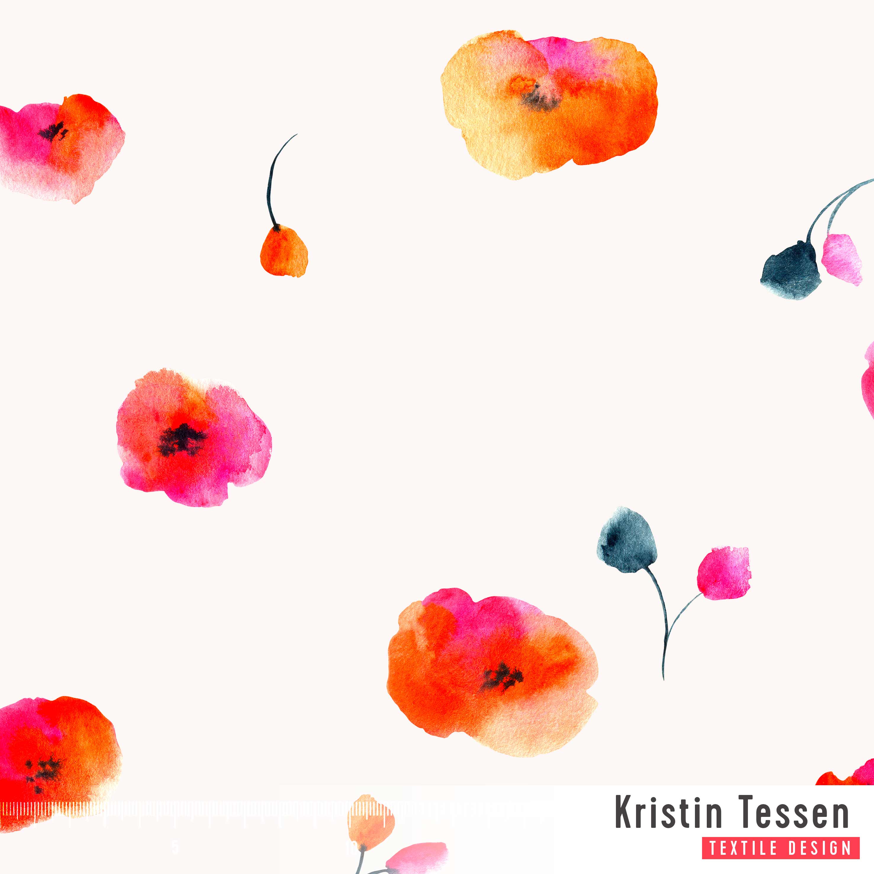 Bio Stoff - Mohnblumen Creme von Kristin Tessen in creme Bio Stoff - Mohnblumen Creme von Kristin Tessen in creme