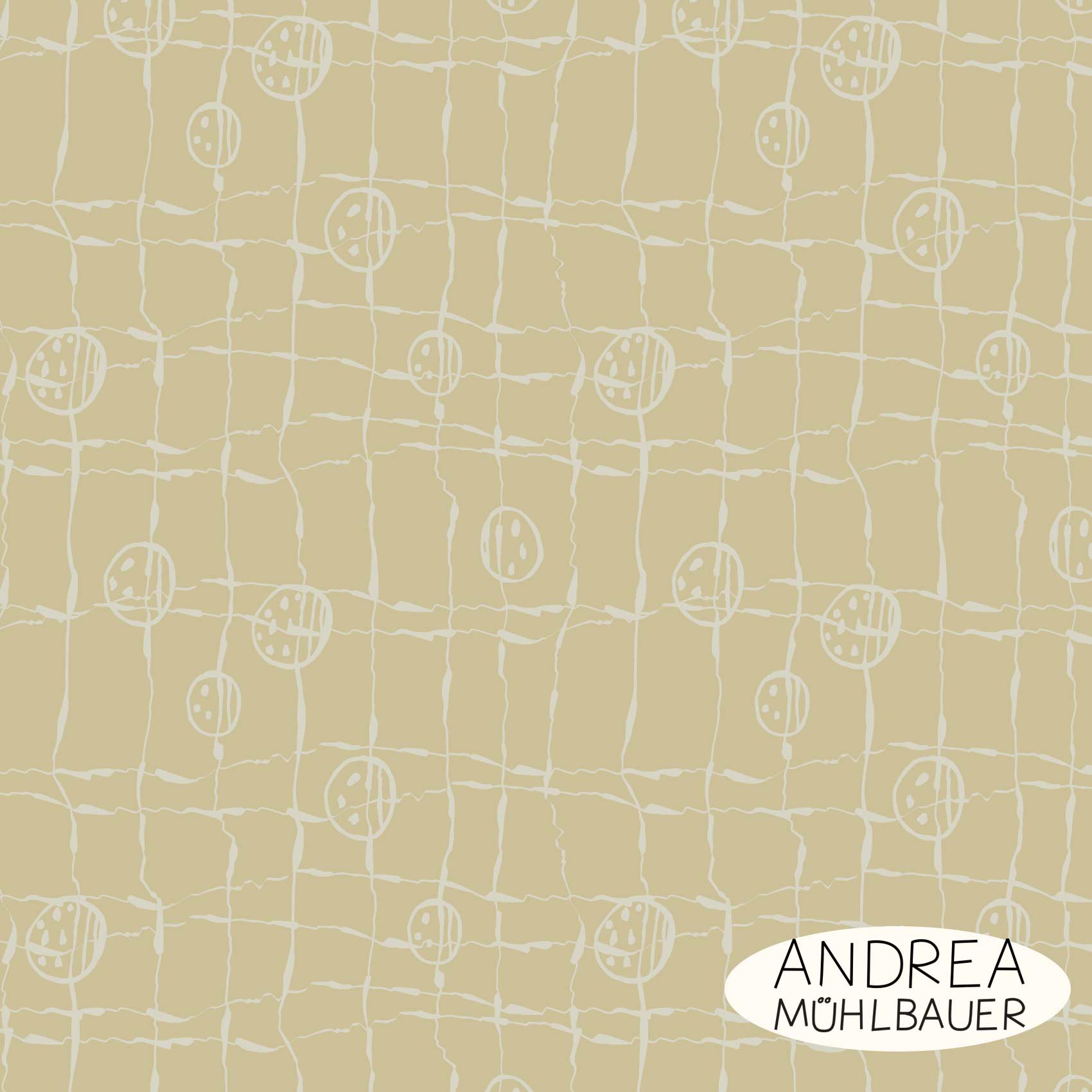 Bio Webware Stoff  -  Streets and Places Medium  - AndreaMuehlbauer, Kariert, beige, Abstrakt, 100% Bio-Baumwolle