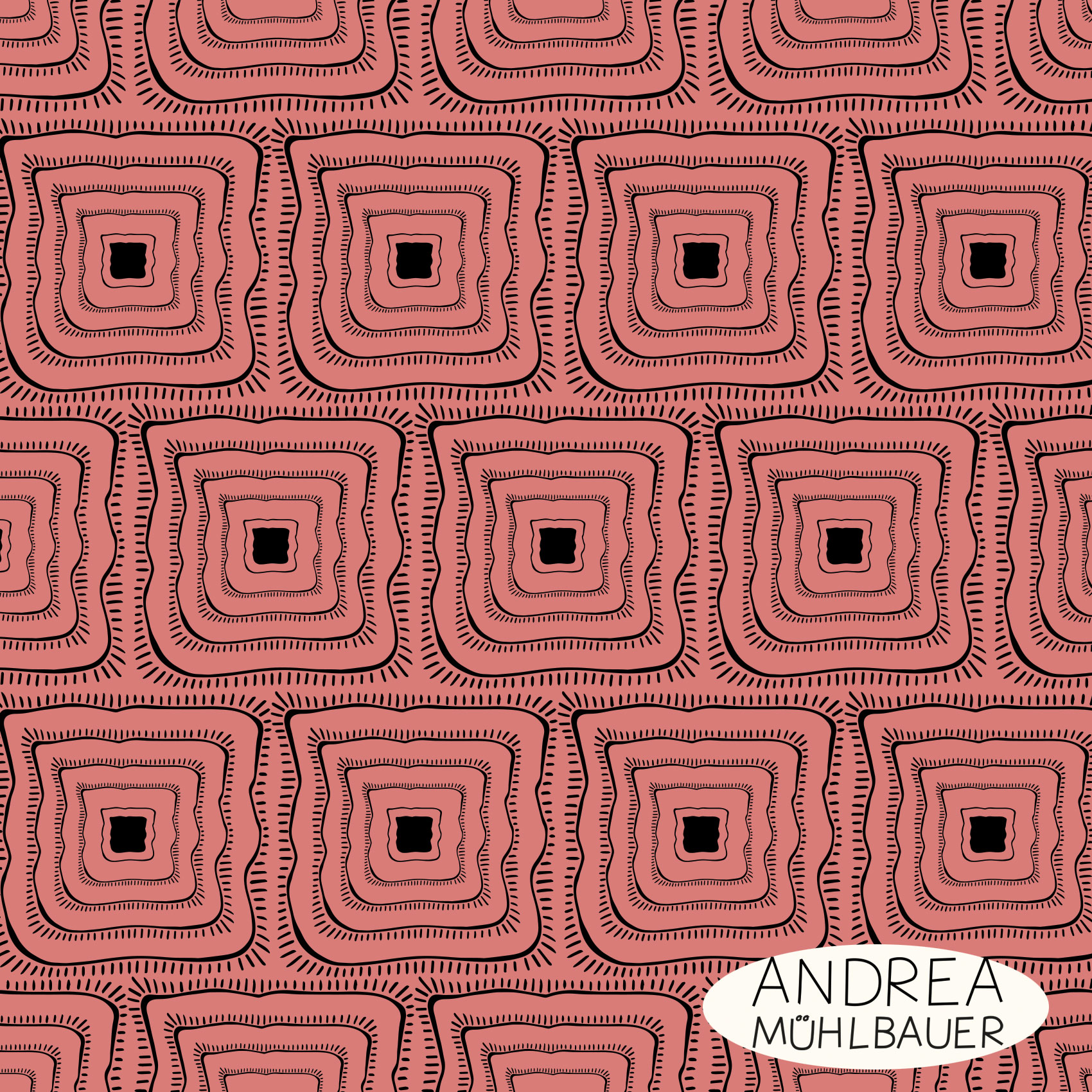 Bio Stoff  - Labyrinth Pink - AndreaMuehlbauer, rosa, Geometrisches Muster