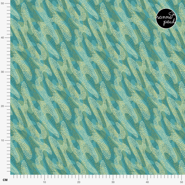 Organic fabric - Sommergold Schwarm petrol