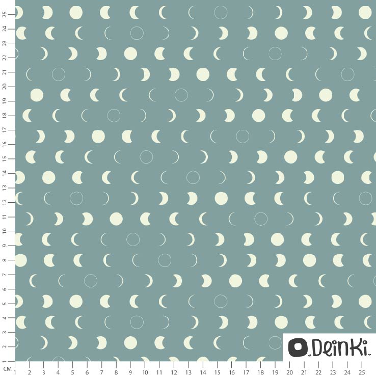 Bio Webware Stoff - Mondphasen Grün - Deinki, grün, Mond, 100% Bio-Baumwolle Bio Webware Stoff - Mondphasen Grün - Deinki, grün, Mond, 100% Bio-Baumwolle