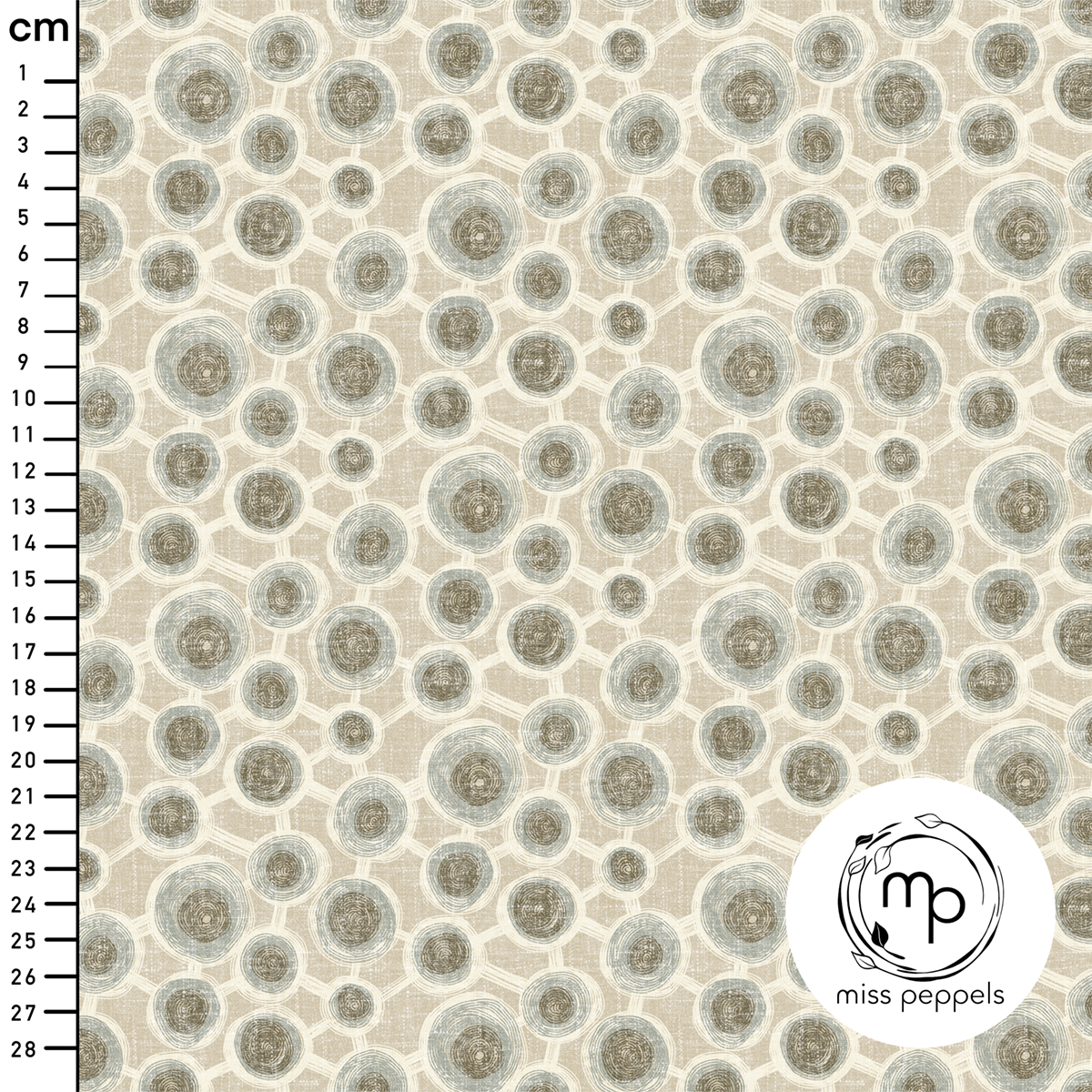 Organic Fabric - Pom Poms small, cream