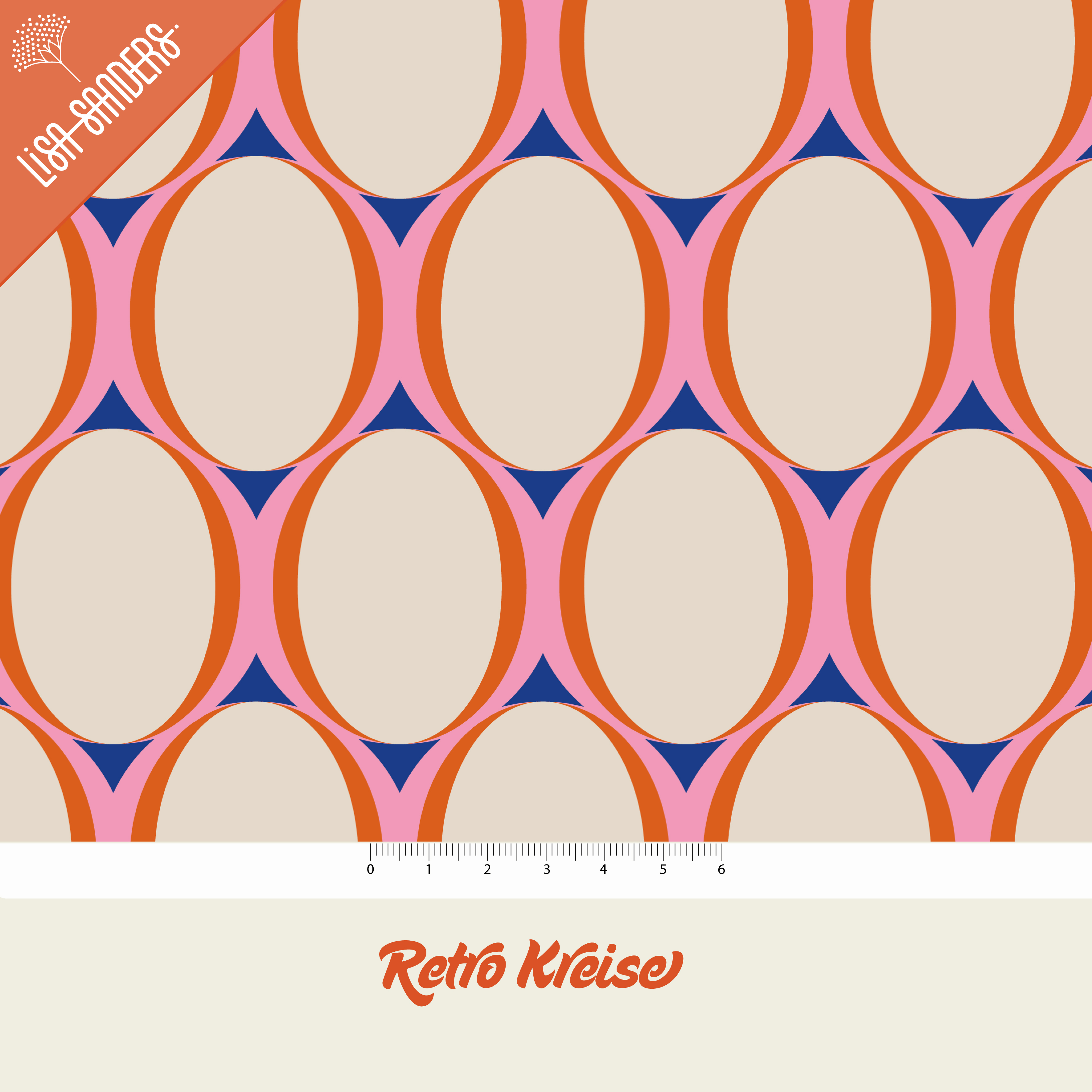 Organic Fabric - Retro Circles by Lisa Sanders in pink and orange