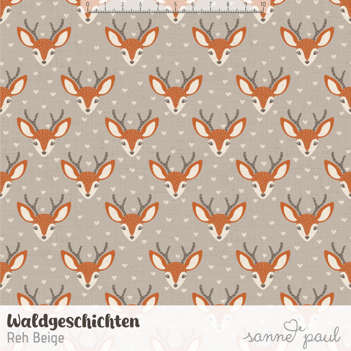 Bio Stoff - Waldgeschichten Rehe Beige von Sanne Paul in beige