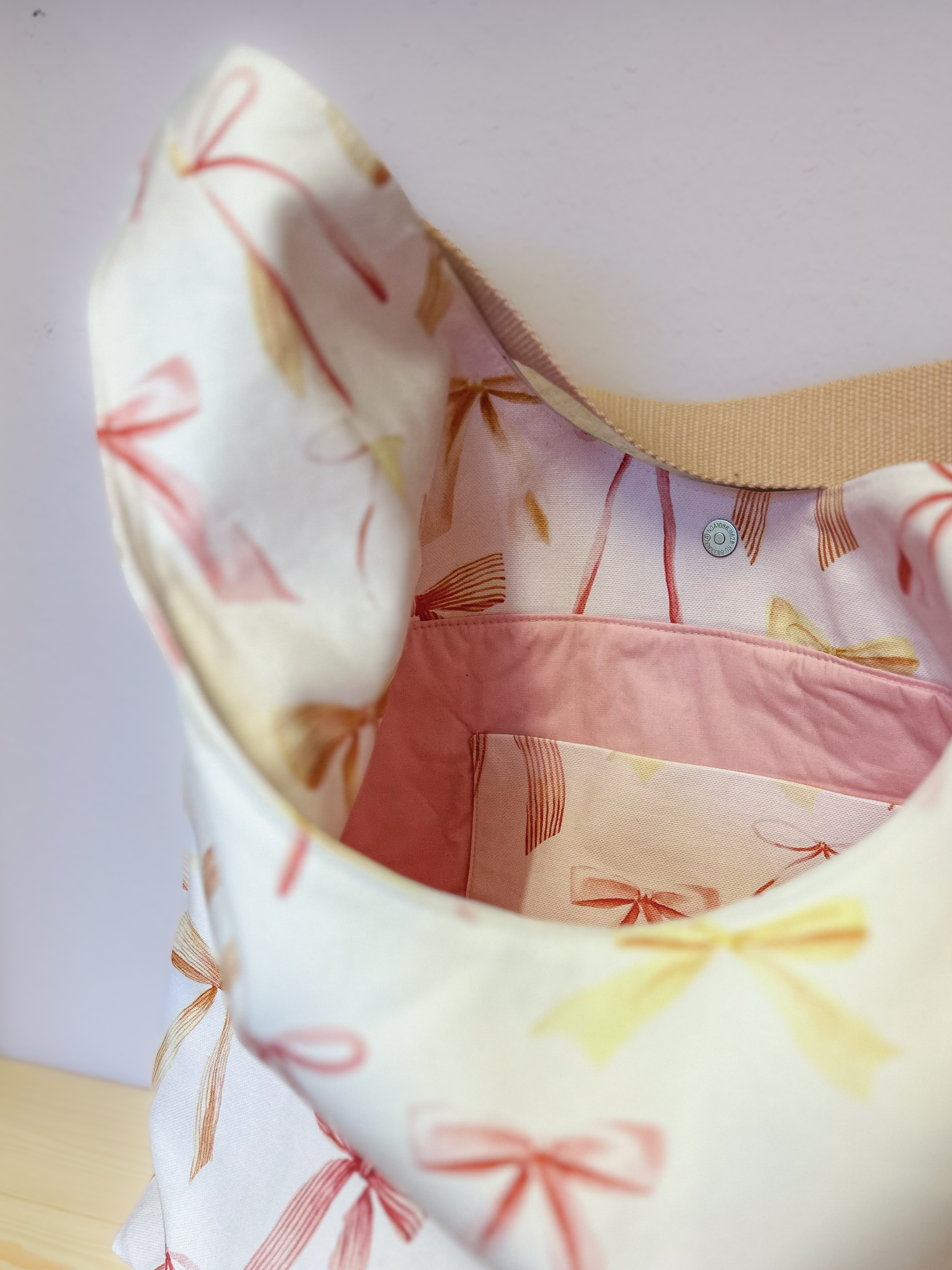 Organic fabric - Bows creme