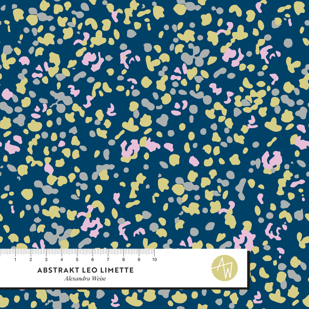 Bio Stoff - Abstrakt Leo Limette von Alexandra Weise in grün, gelb, pink, grau
