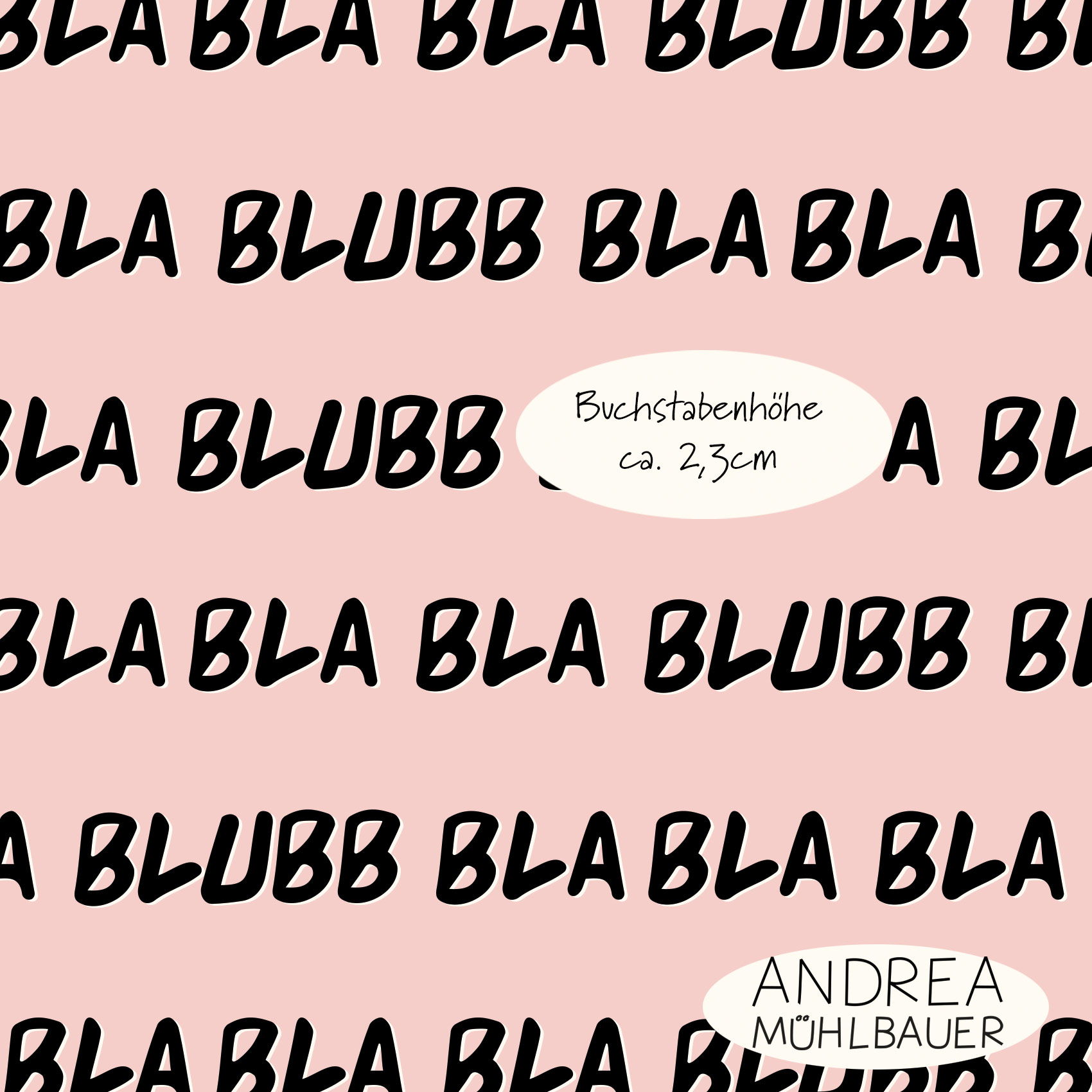 Bio Webware Stoff  - Bla Bla Blubb Light Pink - AndreaMuehlbauer, Rosa, Schrift, 100% Bio-Baumwolle