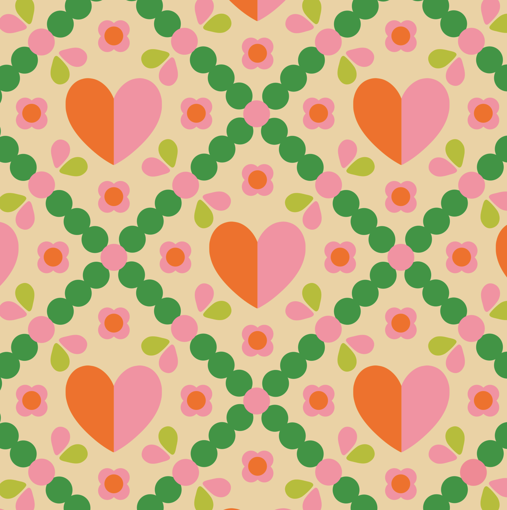 Organic fabric  - Heart green