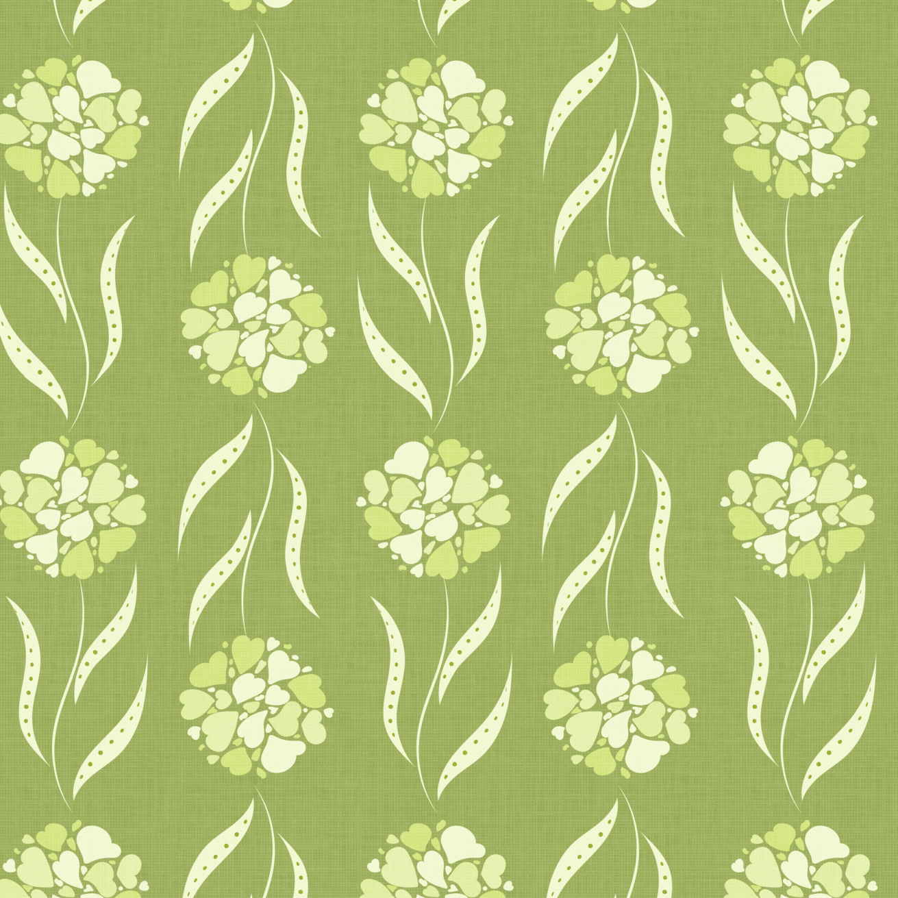 Bio Stoff - Herz Blumen grün