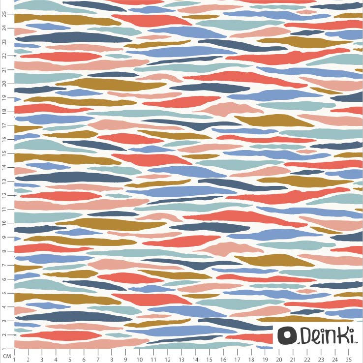 Bio Stoff  -  Zebrastreifen bunt  - Deinki, Tierfellmuster, bunt