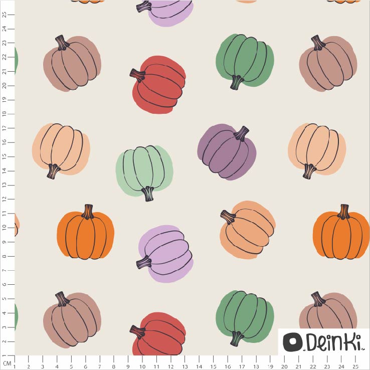 Bio Stoff - Halloween Kuerbisse Bunt von Deinki in bunt