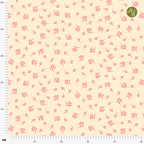 Bio Stoff - Ditsy Flower Sketch pink